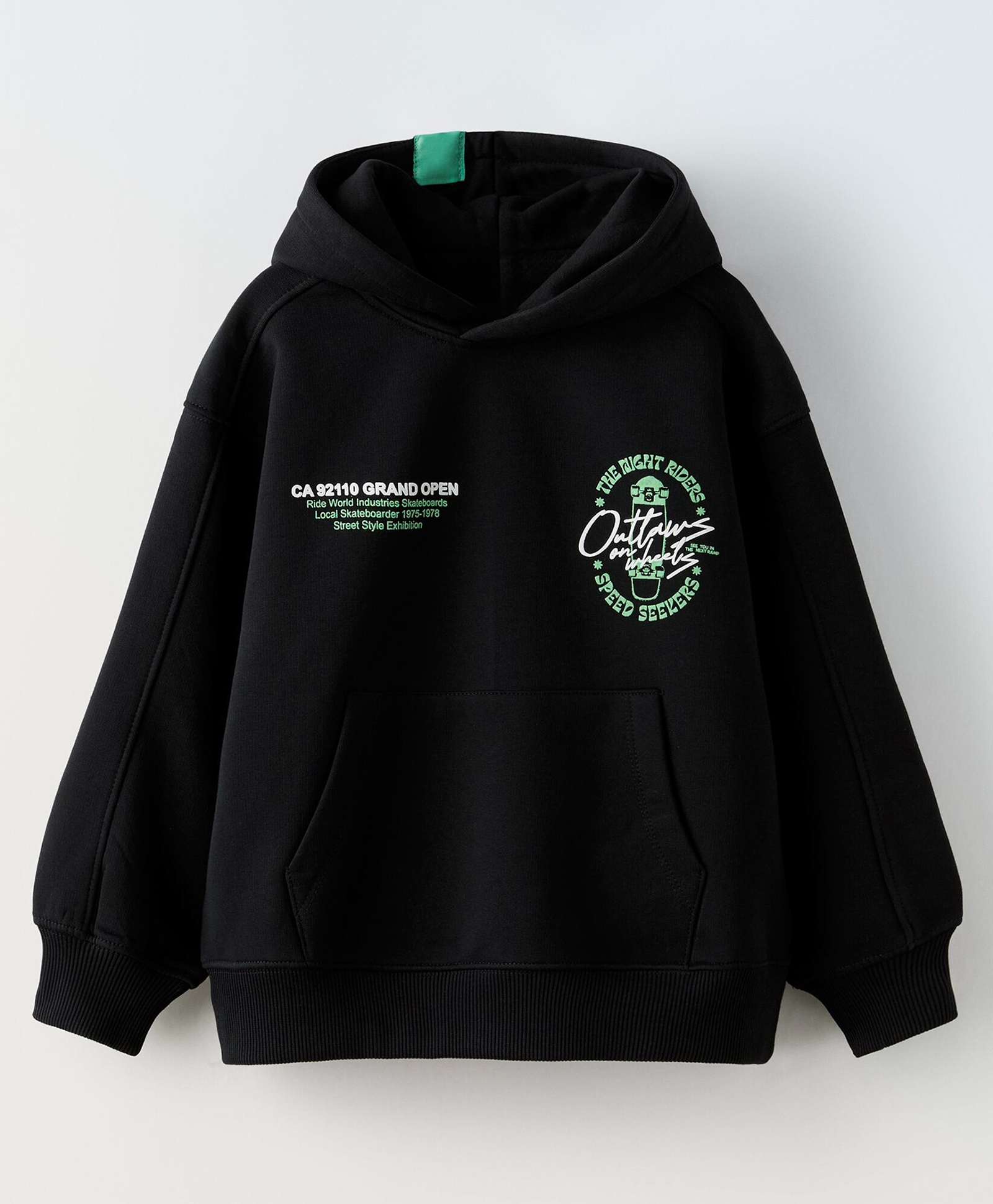 ALAN JONES Cotton Blend Knit Full Sleeves Typography Embroidered Light Winter Oversized Hoodie - Black-image-37
