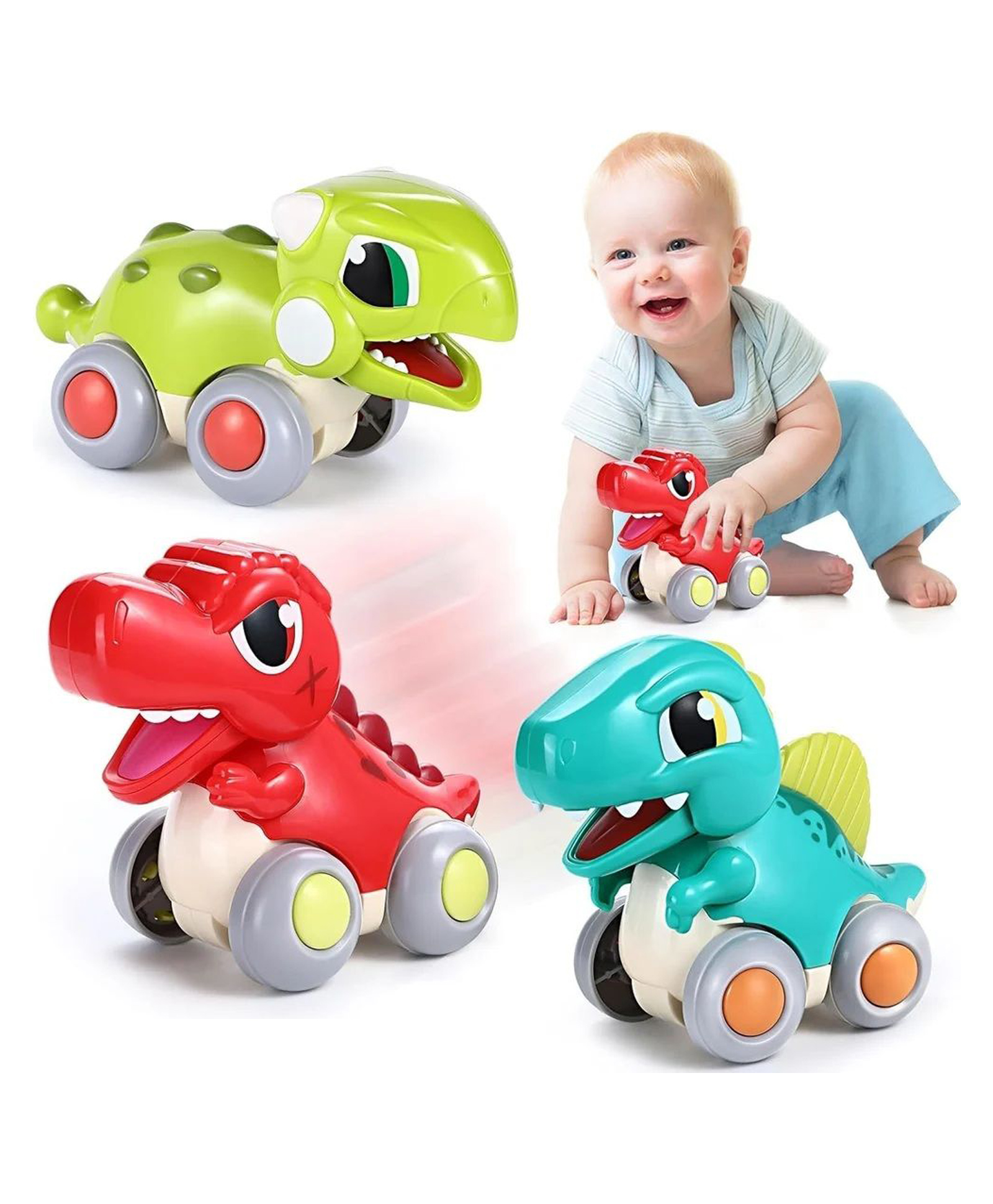 Sanjary Push & Go Dinosaur Cars Toy for Toddlers, Friction Powered Dino Cars, Mini Pull Back Cars Vehicle, Montessori Educational color design may vary-image-47