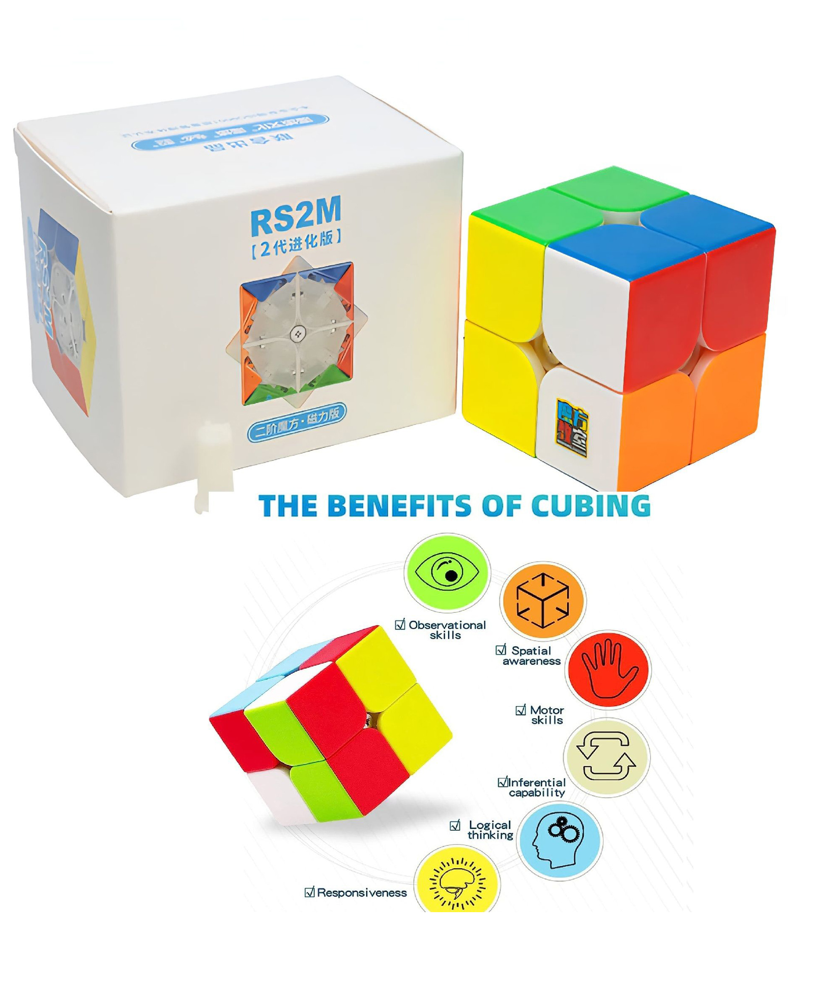 Sanjary 2x2 Moyu Professional Puzzle With Stand, High Speed Stickerless Puzzle Cube for Kids Adult Color Design May Vary-image-22