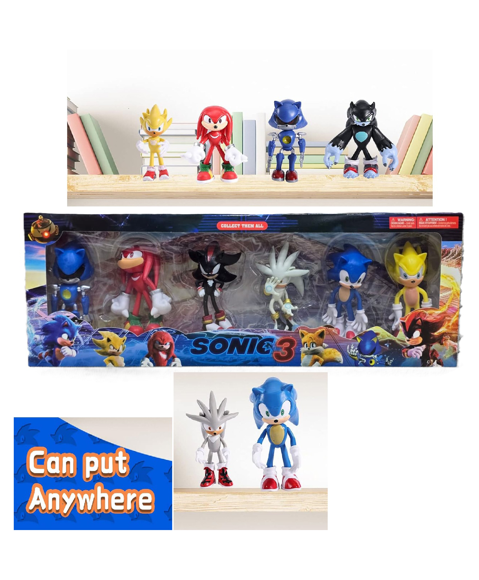 Sanjary Super Sonic action Figurines Toys set of 6 for Kids color design may vary