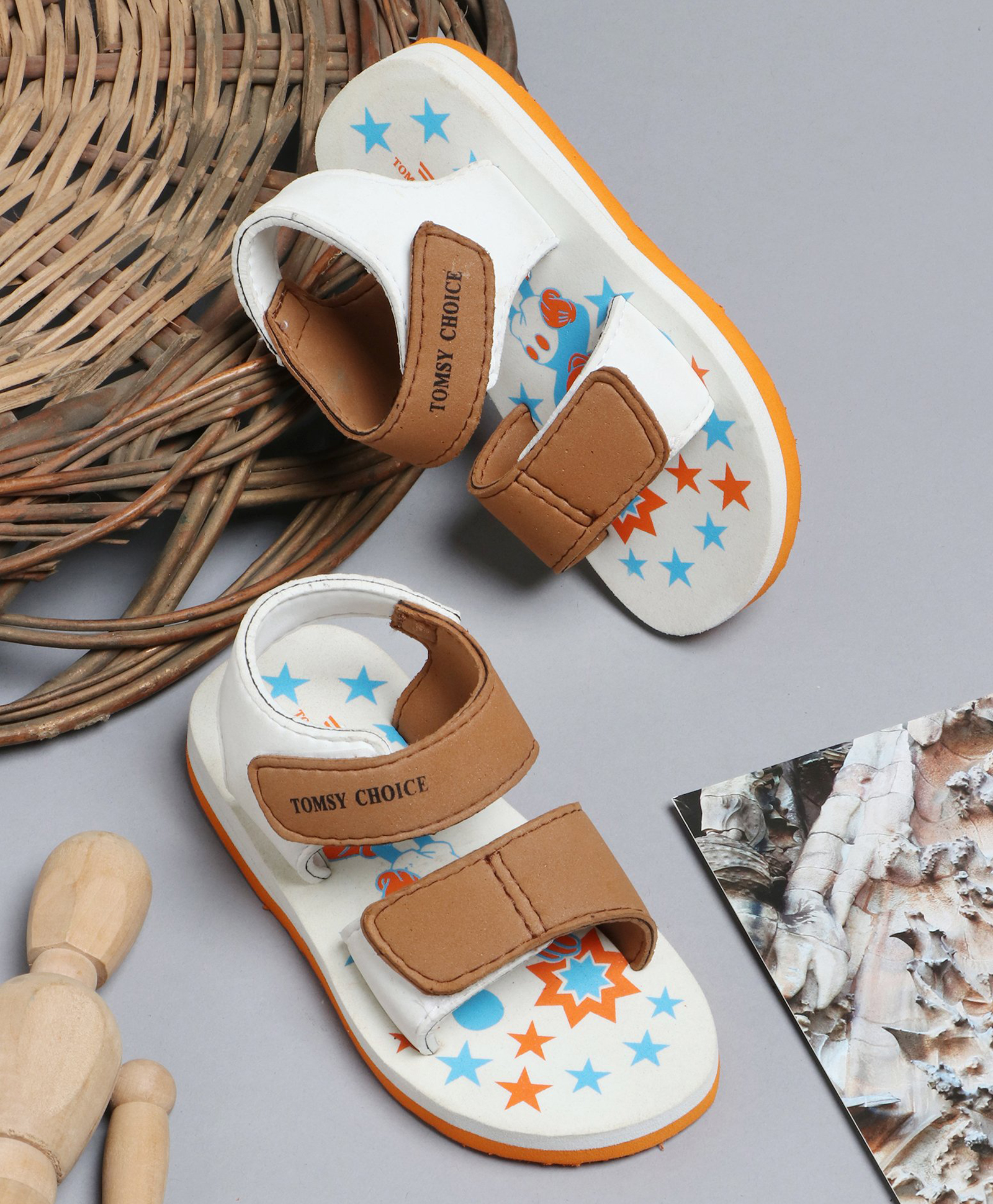 TOMSY CHOICE Stars Printed Velcro Closure Sandals - White-picture-20
