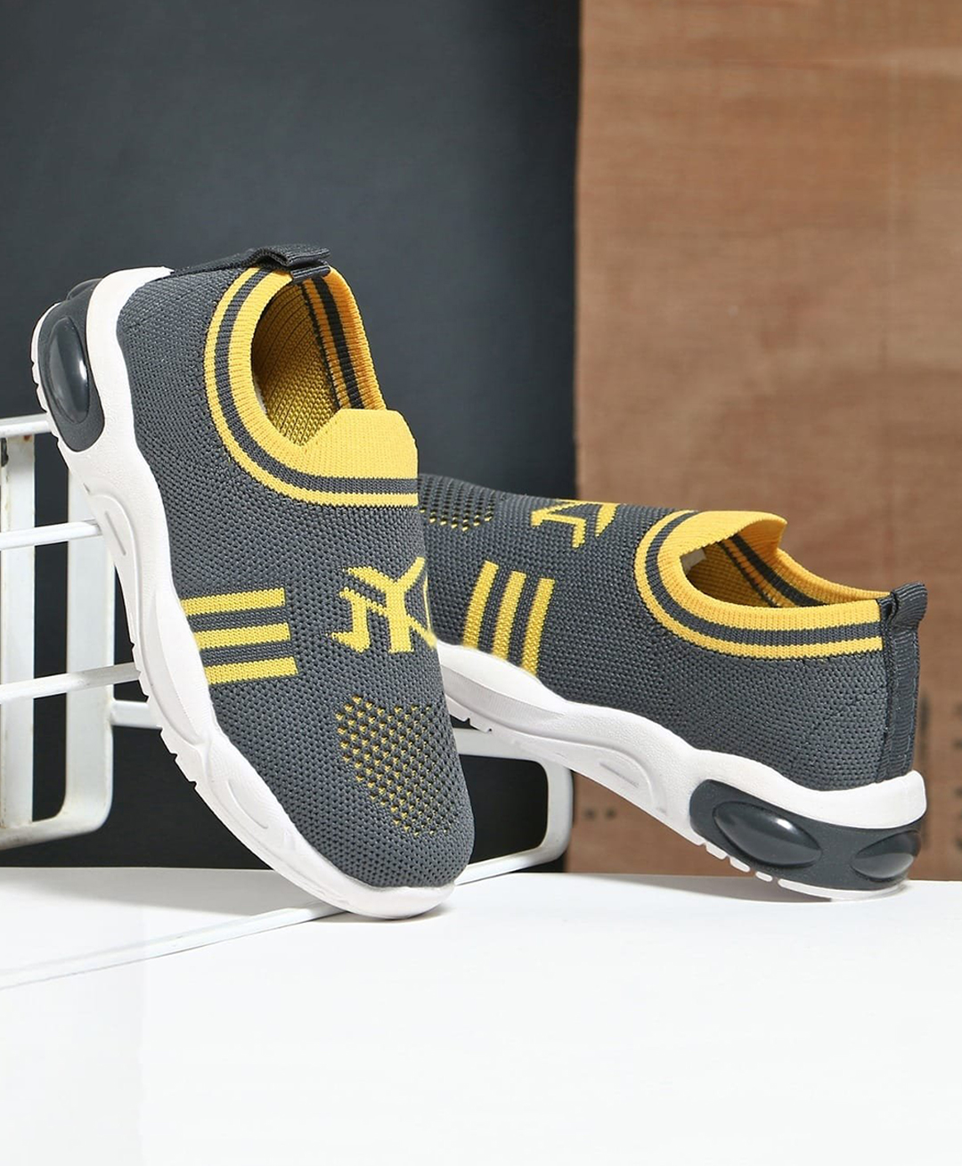 TOMSY CHOICE Mesh Detailed & Colour Blocked Shoes - Yellow-picture-12