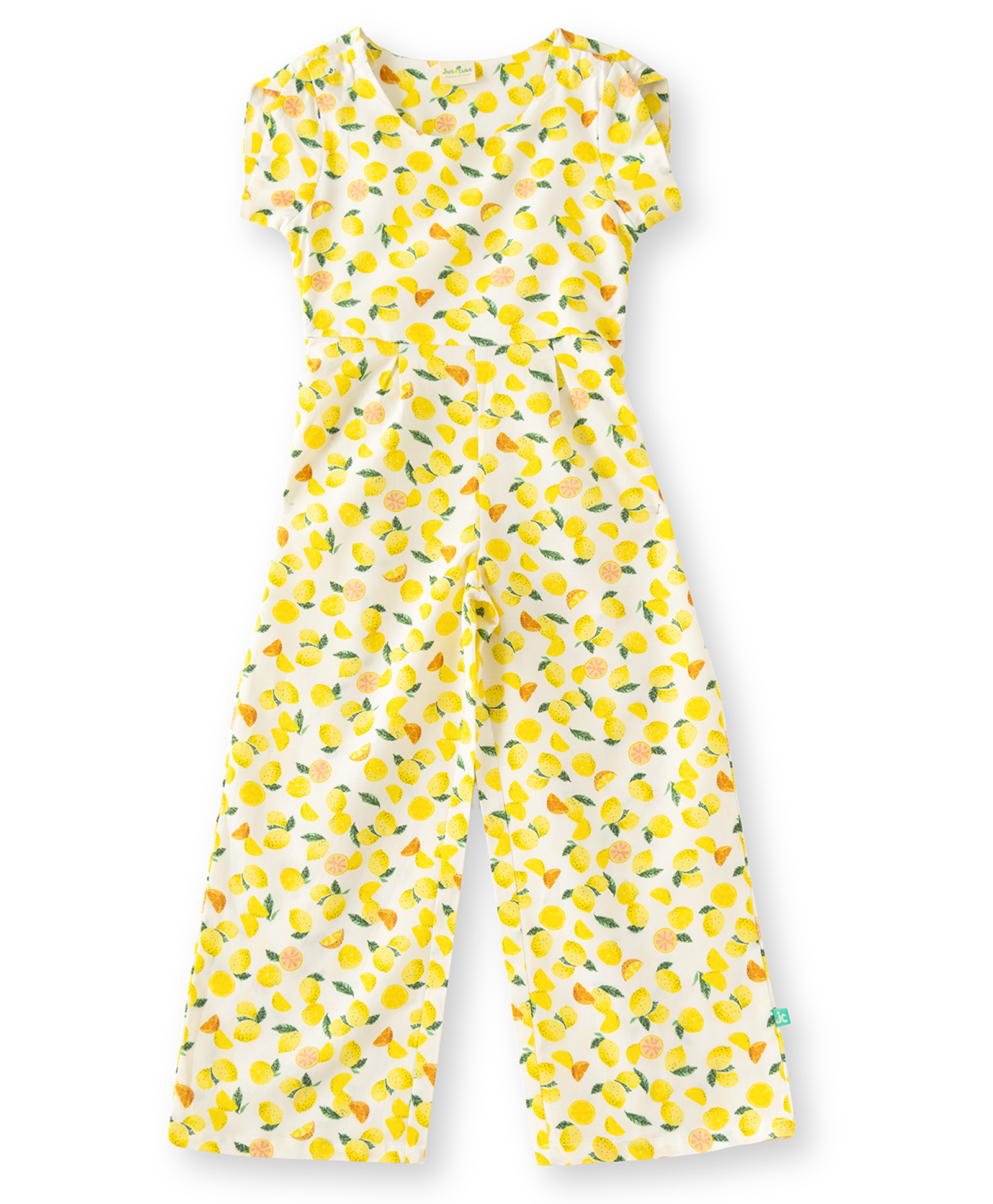 JusCubs Cotton Woven Half Sleeves Lemon Printed Jumpsuit - Yellow-picture-37