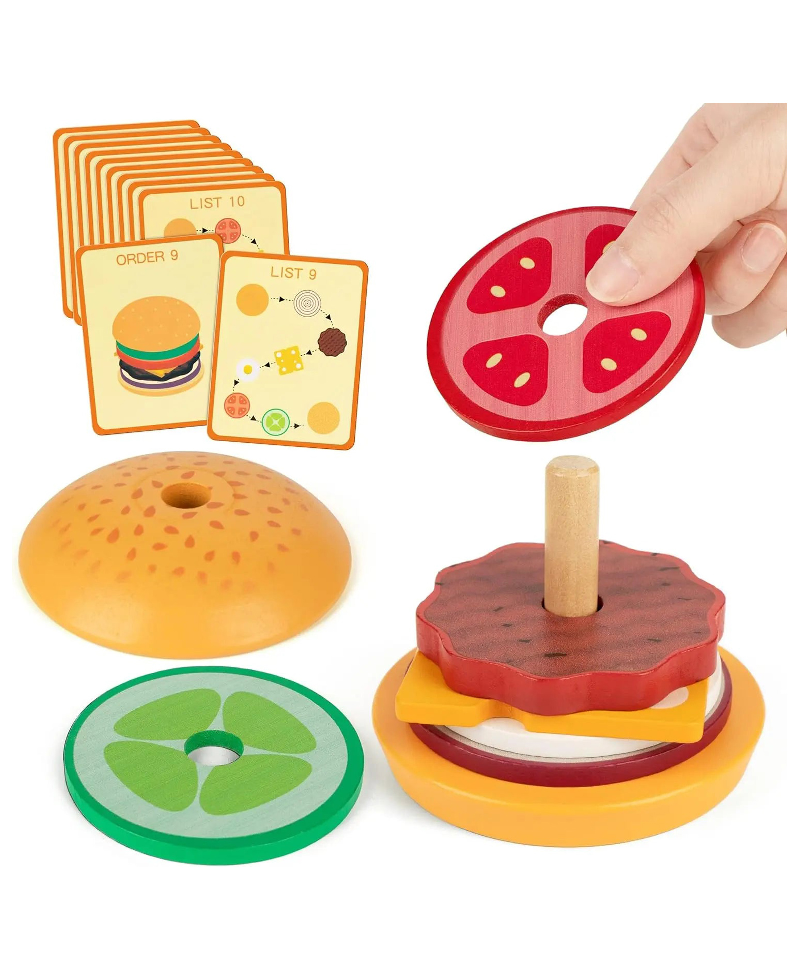 Eduspark Wooden Burger Stacking Toy Kids Educational Pretend Play Toy set for Kids-image-25
