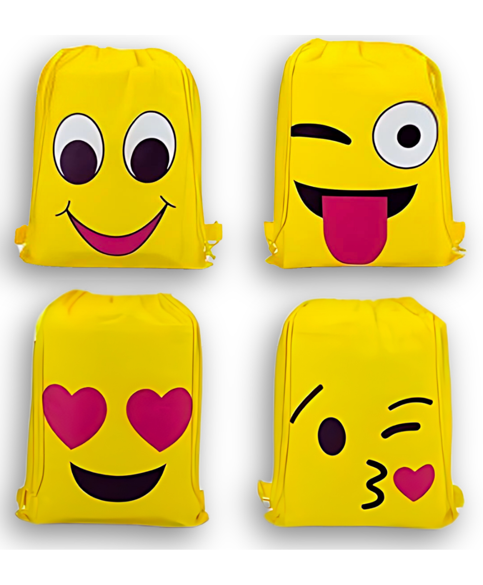 IncyWincy Smiley Sack Dori Drawstring Bags for Kids (Pack of 12) | Cute Lightweight Multi-Purpose Bag | Birthday Party Favor, School Trip, Picnic & Candy Gift Bag (14in x 10.5in)-image-49