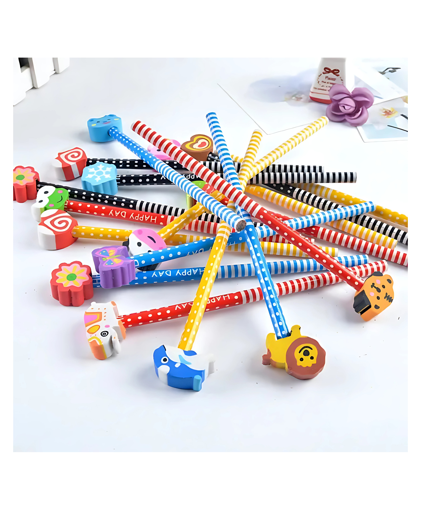 IncyWincy Cartoon Pencil Eraser Set (Pack of 24) for Kids Fun Colorful Stationery, Cute Birthday Return Gift & Goodie Bag Filler-picture-23