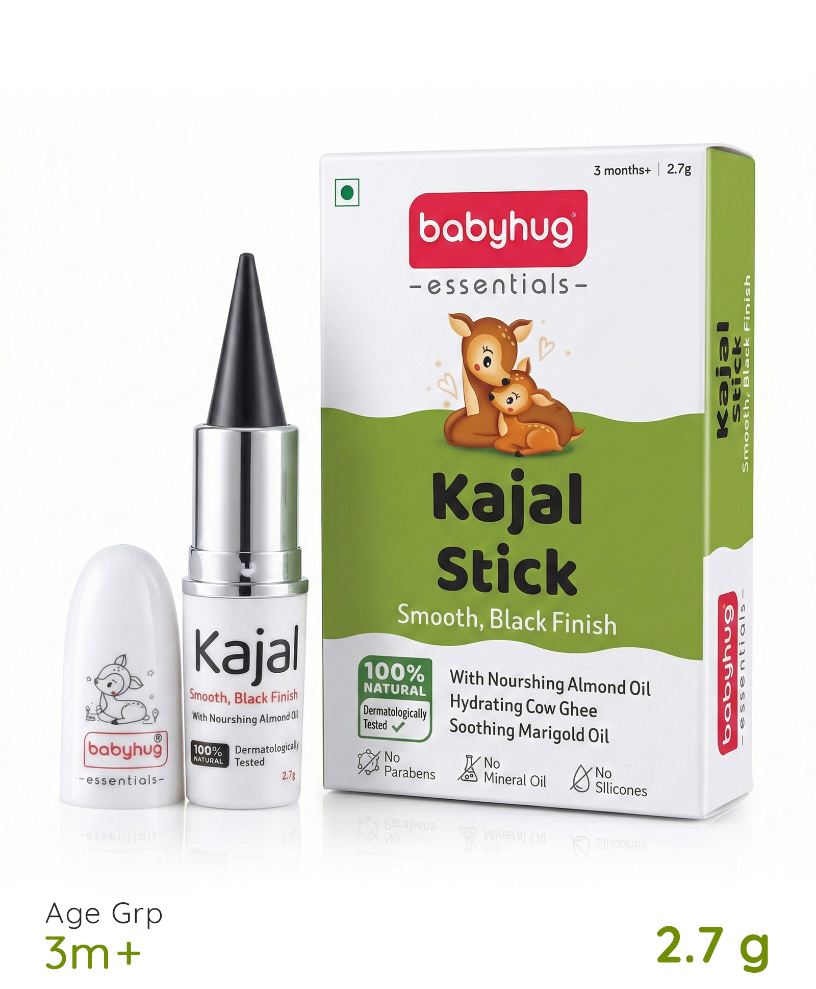 Babyhug Essentials Smooth Black Finish Kajal With Almond Oil - 2.7 g-image-6