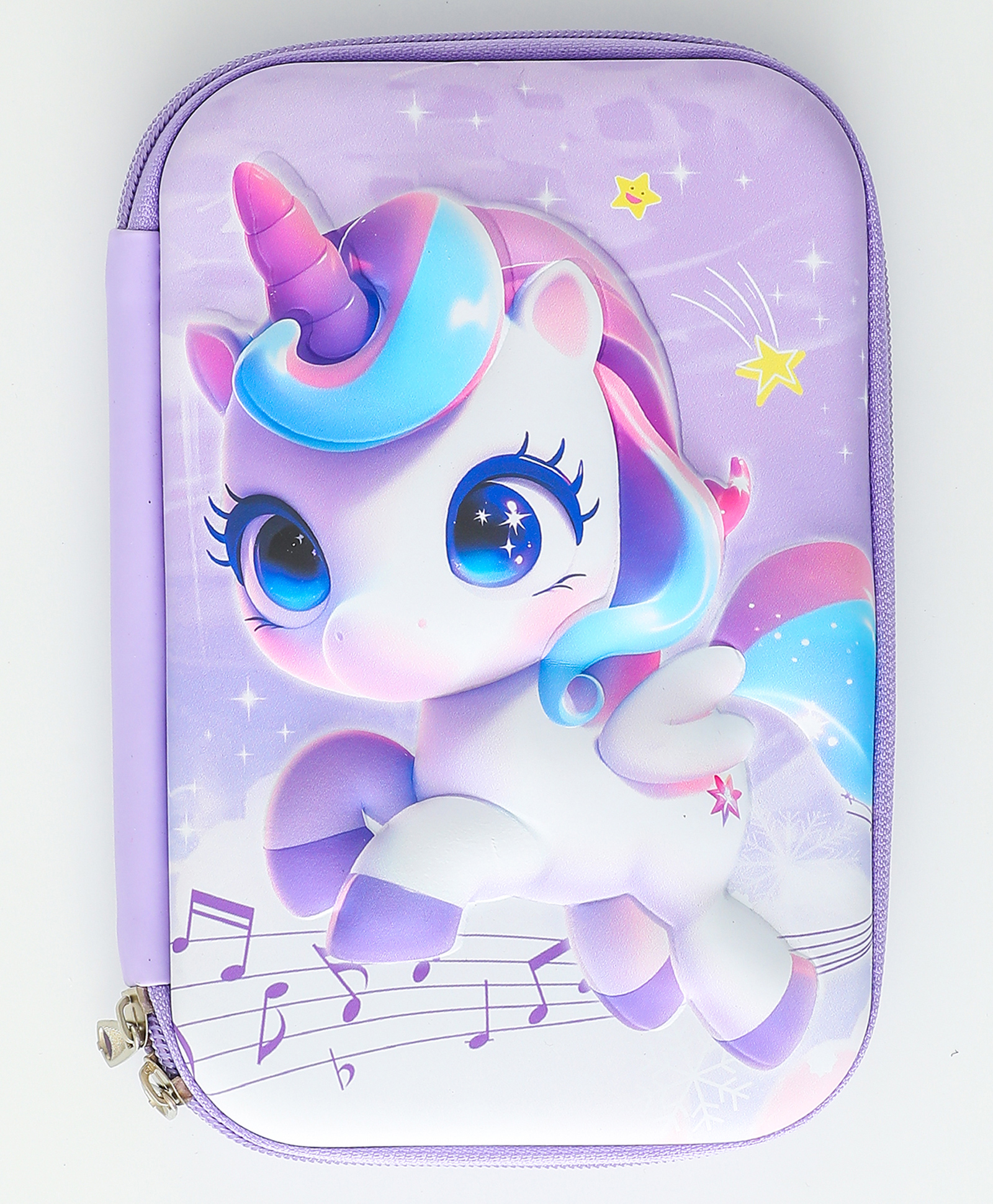 Unicorn Pencil Pouch for Kids Purple| Spacious Zippered Stationery Organizer with Mesh Pocket & Elastic| School Pencil Holders for Boys & Girls-image-34