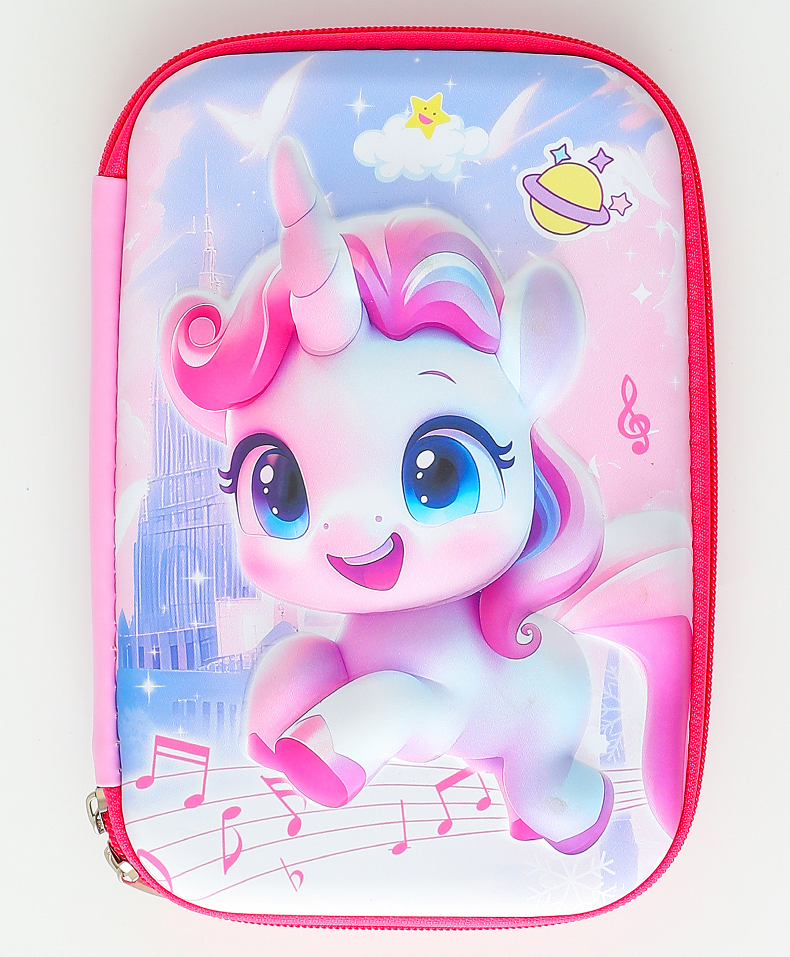 Unicorn Pencil Pouch for Kids Pink| Spacious Zippered Stationery Organizer with Mesh Pocket & Elastic| School Pencil Holders for Boys & Girls-image-41