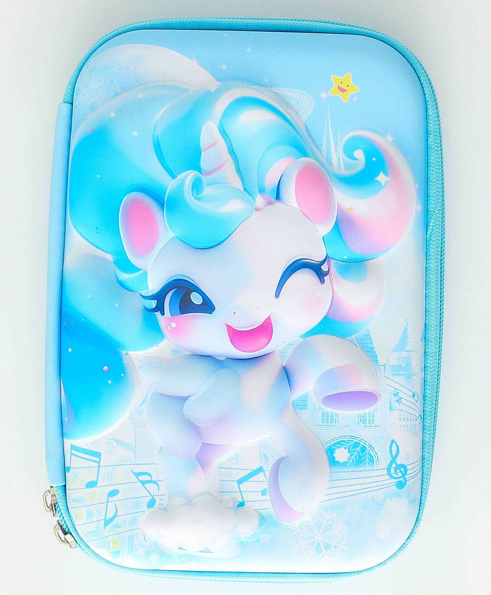 Unicorn Pencil Pouch for Kids Blue| Spacious Zippered Stationery Organizer with Mesh Pocket & Elastic| School Pencil Holders for Boys & Girls-image-36