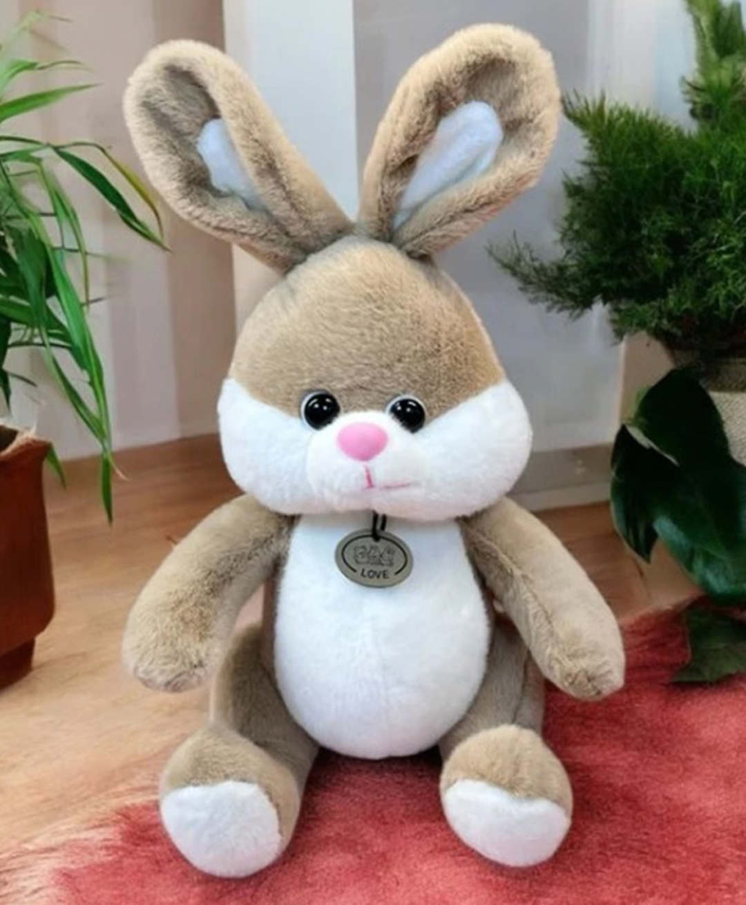 CuddleNest Adorable Plush Bunny Featuring Soft Beige and White Fur, Height 40 Cm-image-10