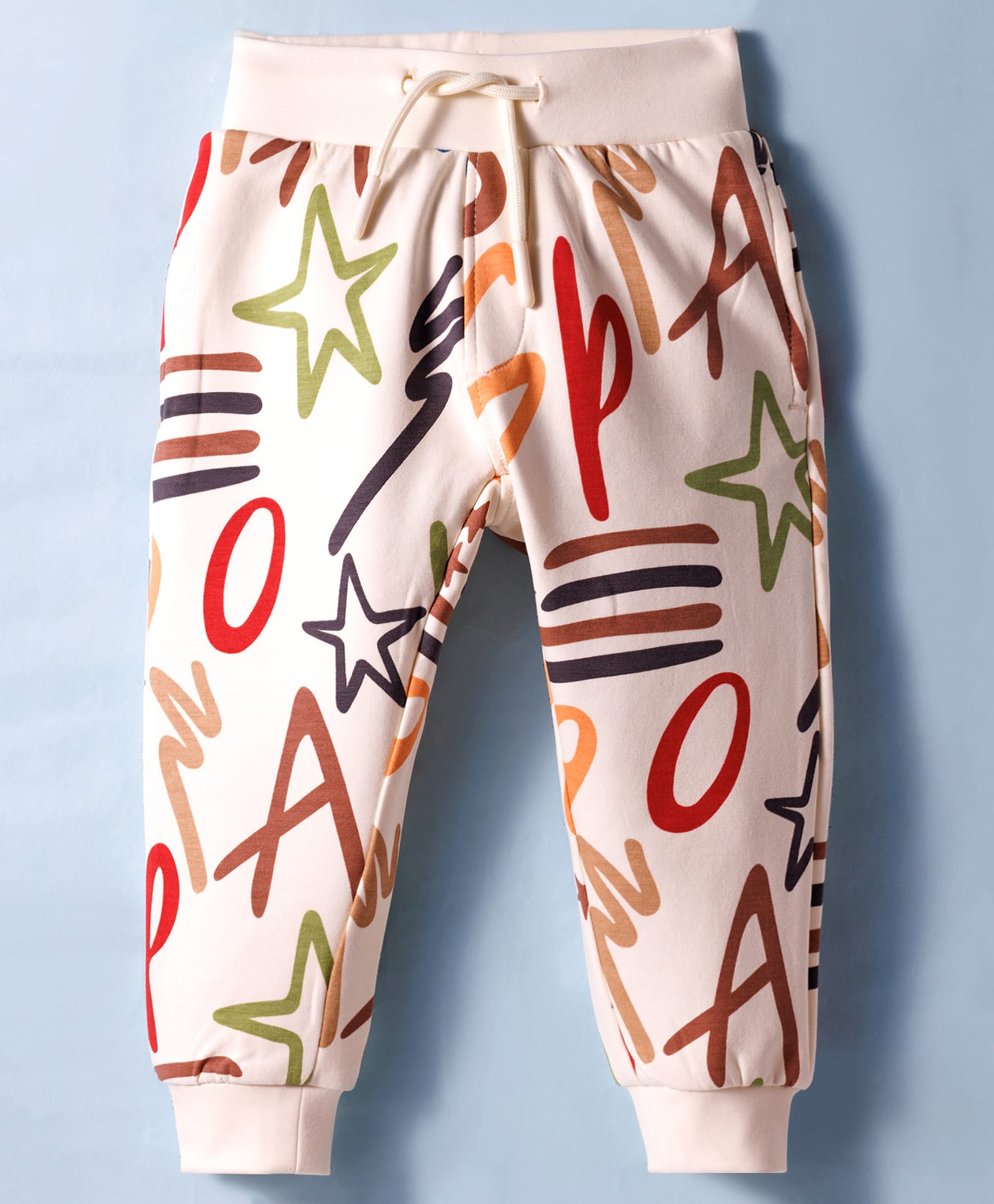 US Polo Assn Cotton Knit Full Length Lounge Pant With Star Print - Off White-picture-26