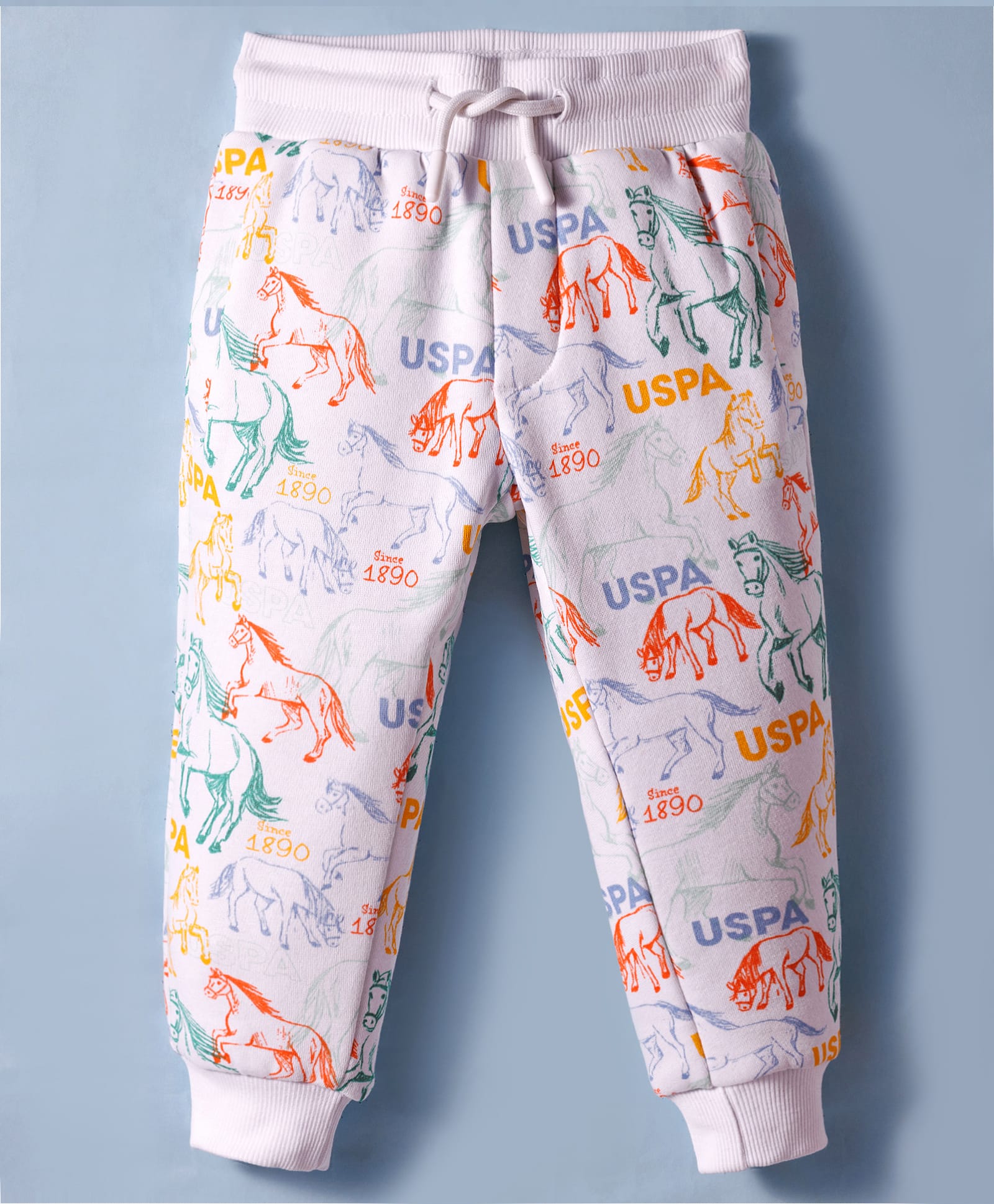 US Polo Assn Cotton Knit Full Length Lounge Pant With Animal Print - White-picture-21