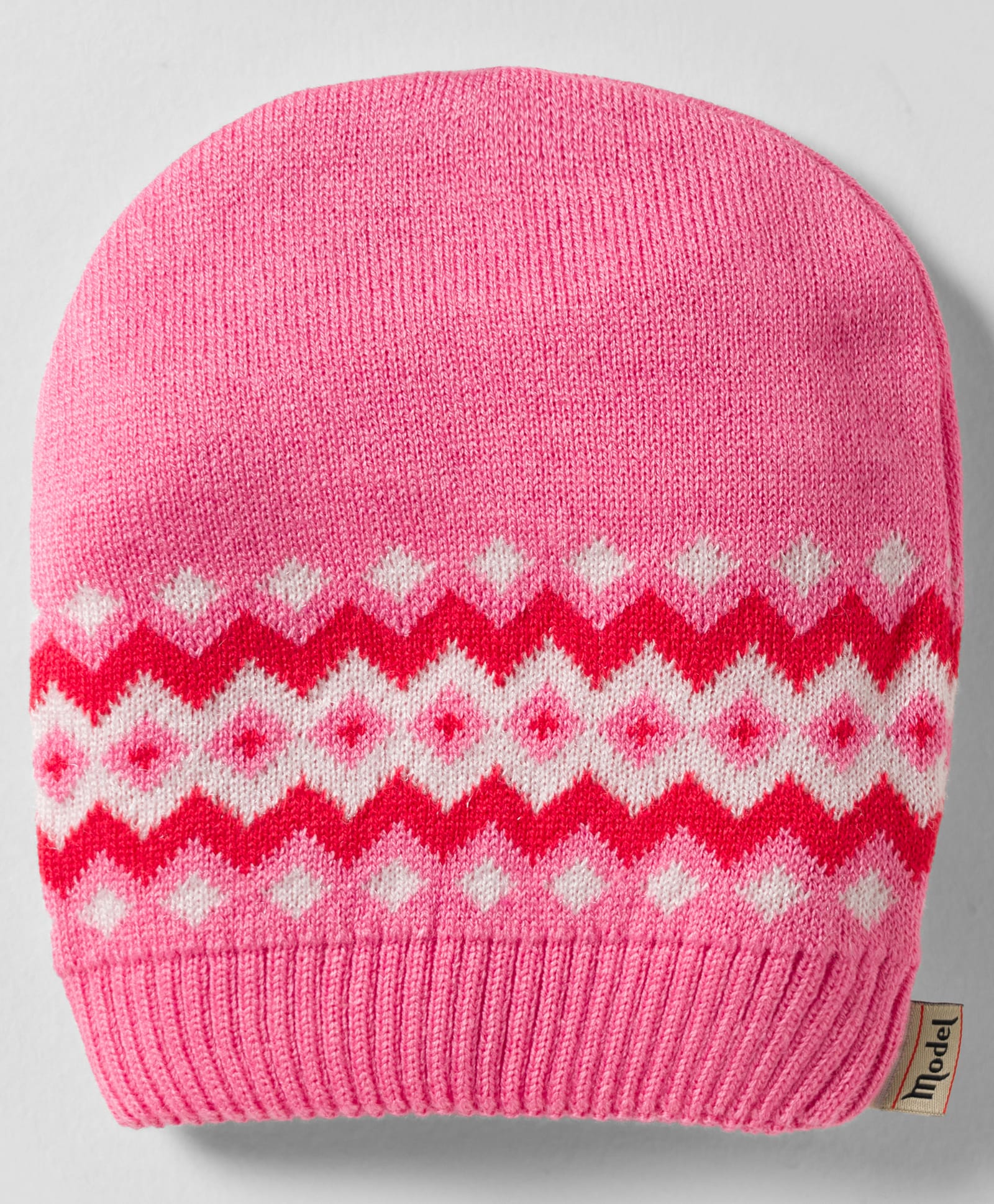 Model Knit Winter Cap With Zig Zag Design Pink - Diameter 9 cm-picture-23