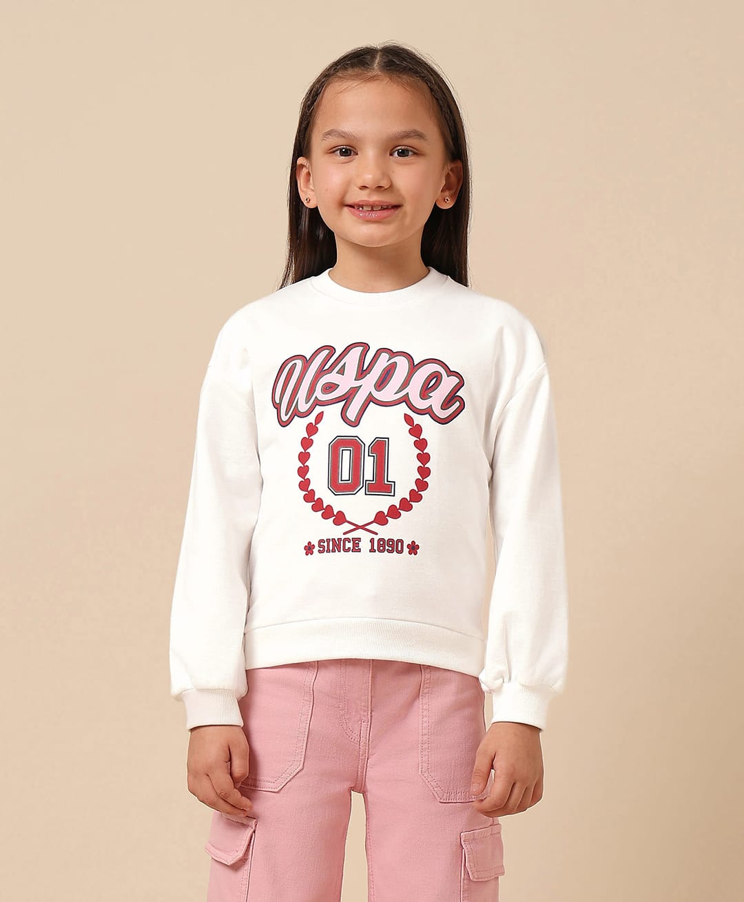 US Polo Assn 100% Cotton Knit Full Sleeves Sweatshirt with Brand Name Graphic - Off White-picture-42