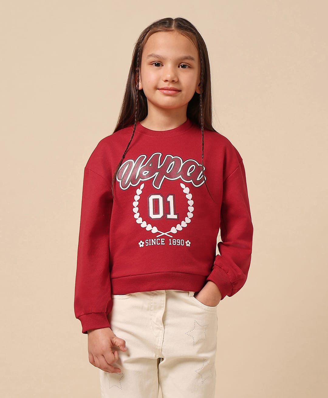 US Polo Assn 100% Cotton Knit Full Sleeves Sweatshirt with Brand Name Graphic - Red-picture-41