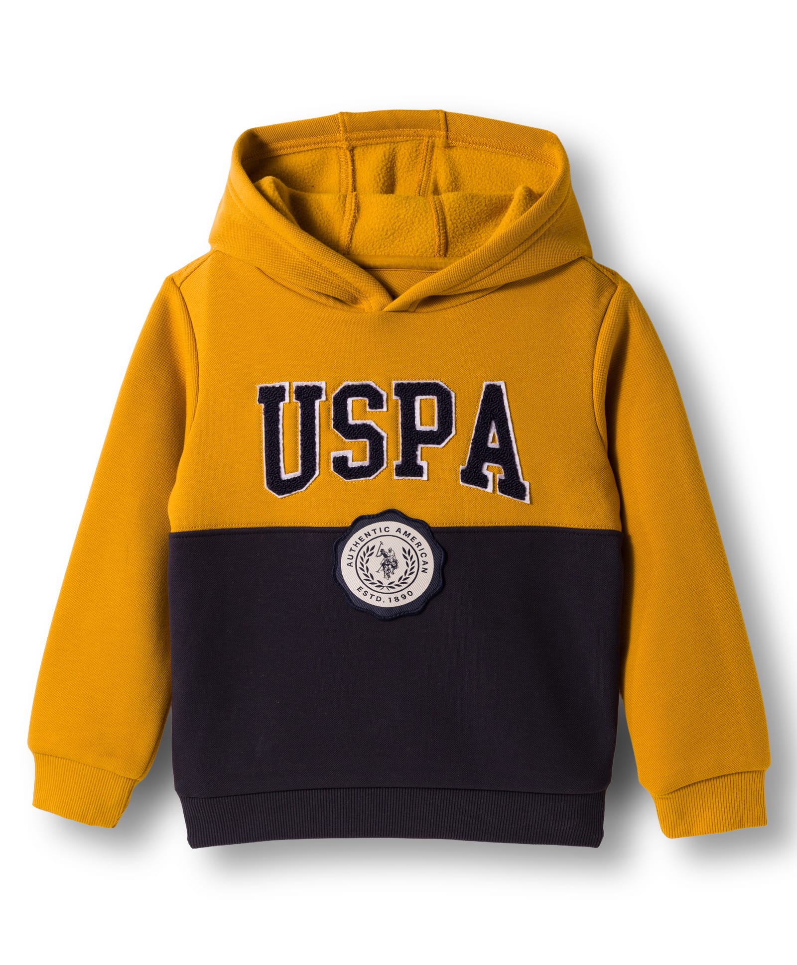 US Polo Assn Cotton Knit Full Sleeves Solid Hooded Sweatshirt - Yellow & White-image-36