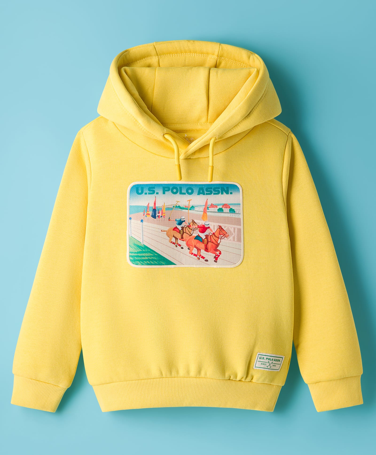 US Polo Assn Cotton Knit Full Sleeves Hooded Sweatshirt With Polo Print - Yellow-image-39