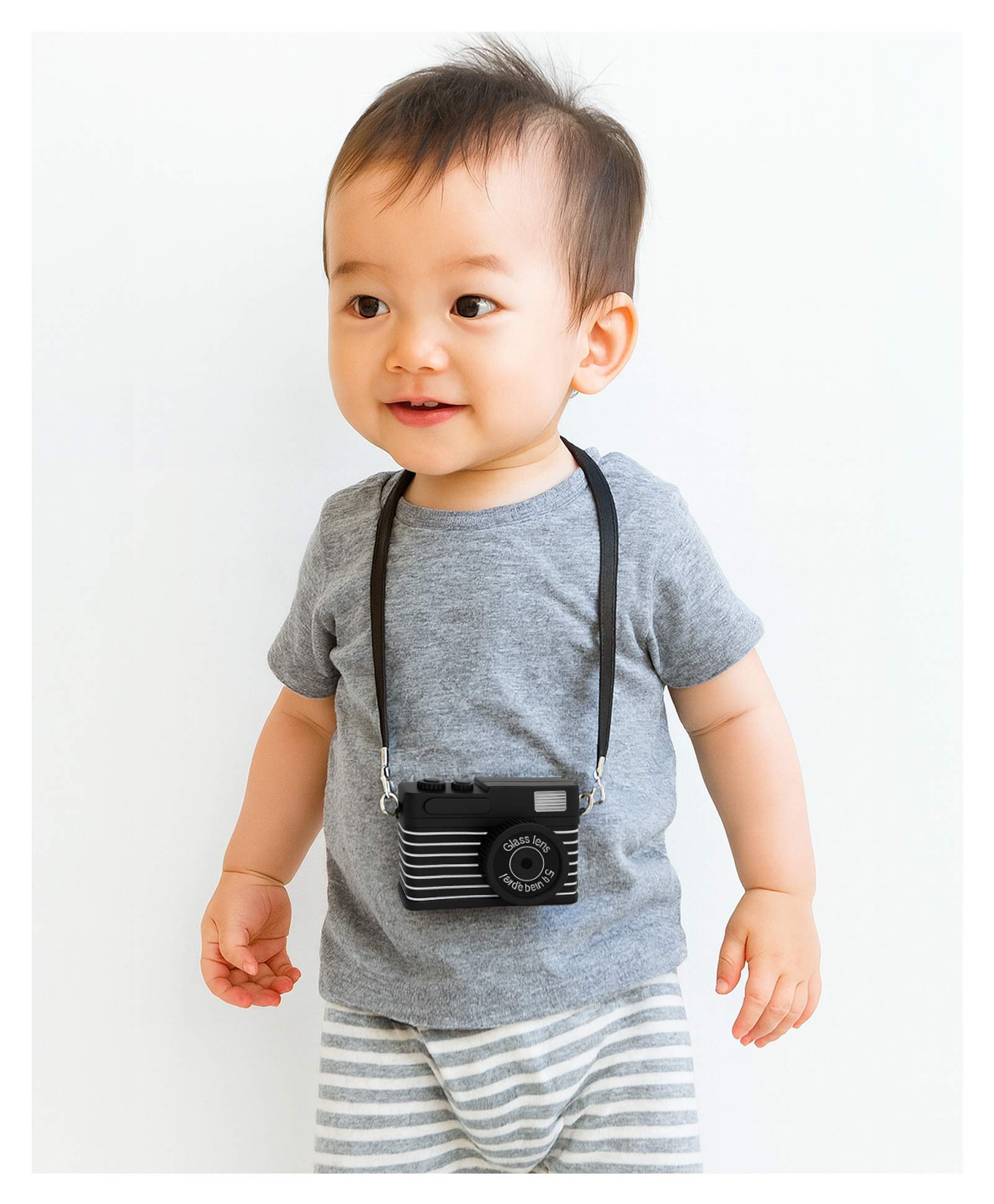 MOMISY Kids Toy Camera, Perfect for Photoshoot, with Flash and Shutter Sound Black Strip-picture-38