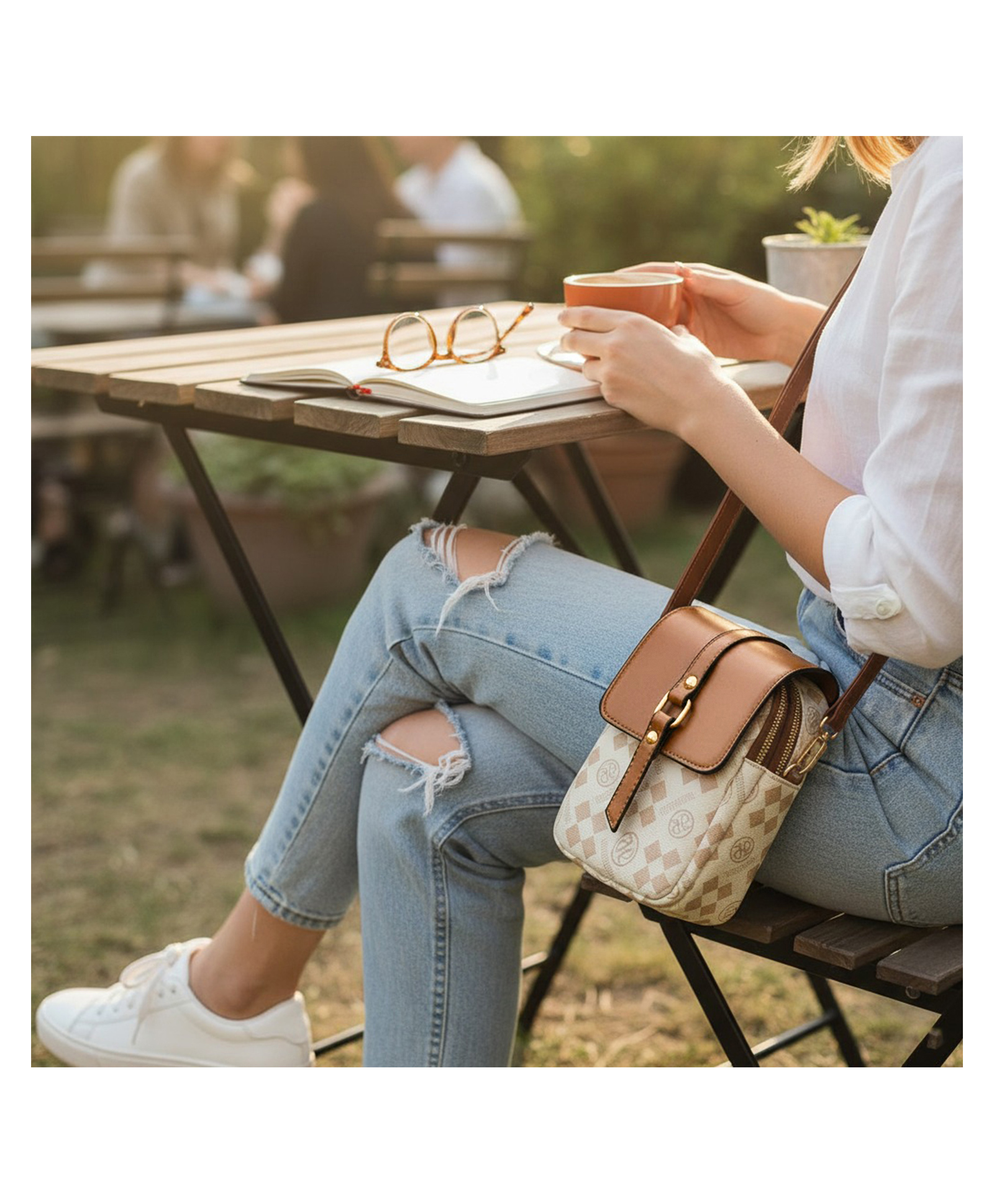 MOMISY Women's Mini Crossbody Sling Bag | Off-White PVC Leather Mobile Shoulder Bag-image-22