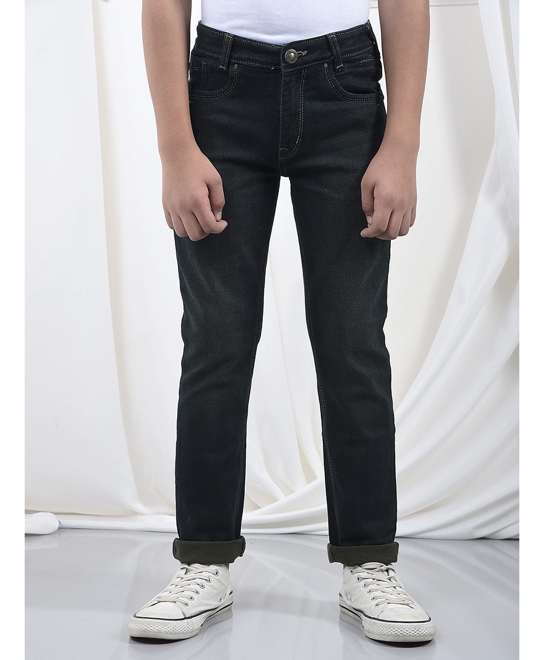 CRIMSOUNE CLUB Cotton Denim Solid Jeans - Navy Blue-picture-37