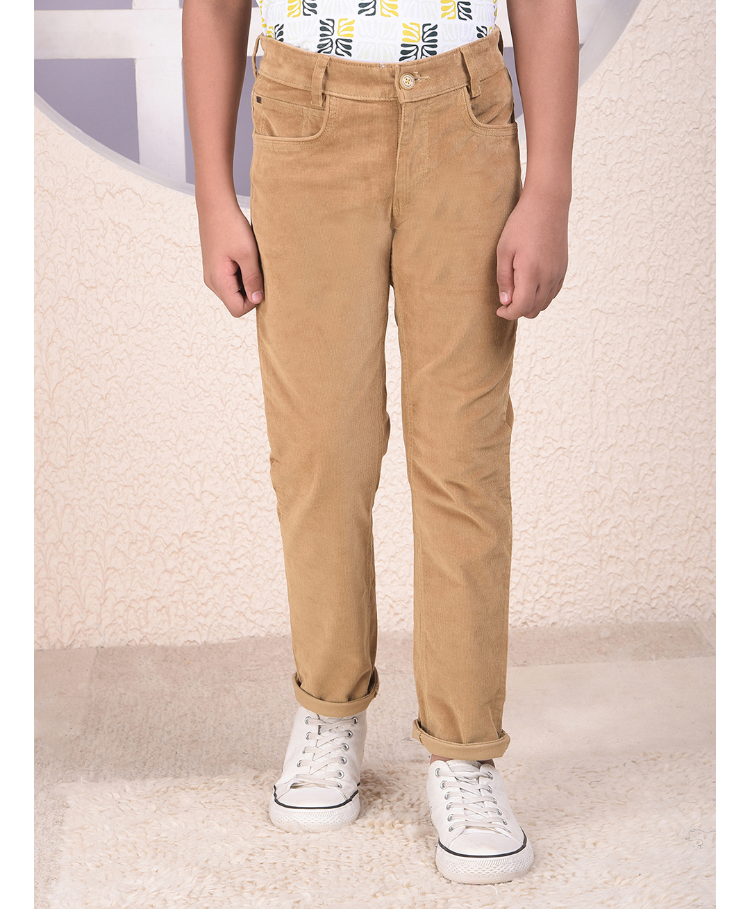 CRIMSOUNE CLUB Cotton Woven Solid Trousers - Khaki-picture-40
