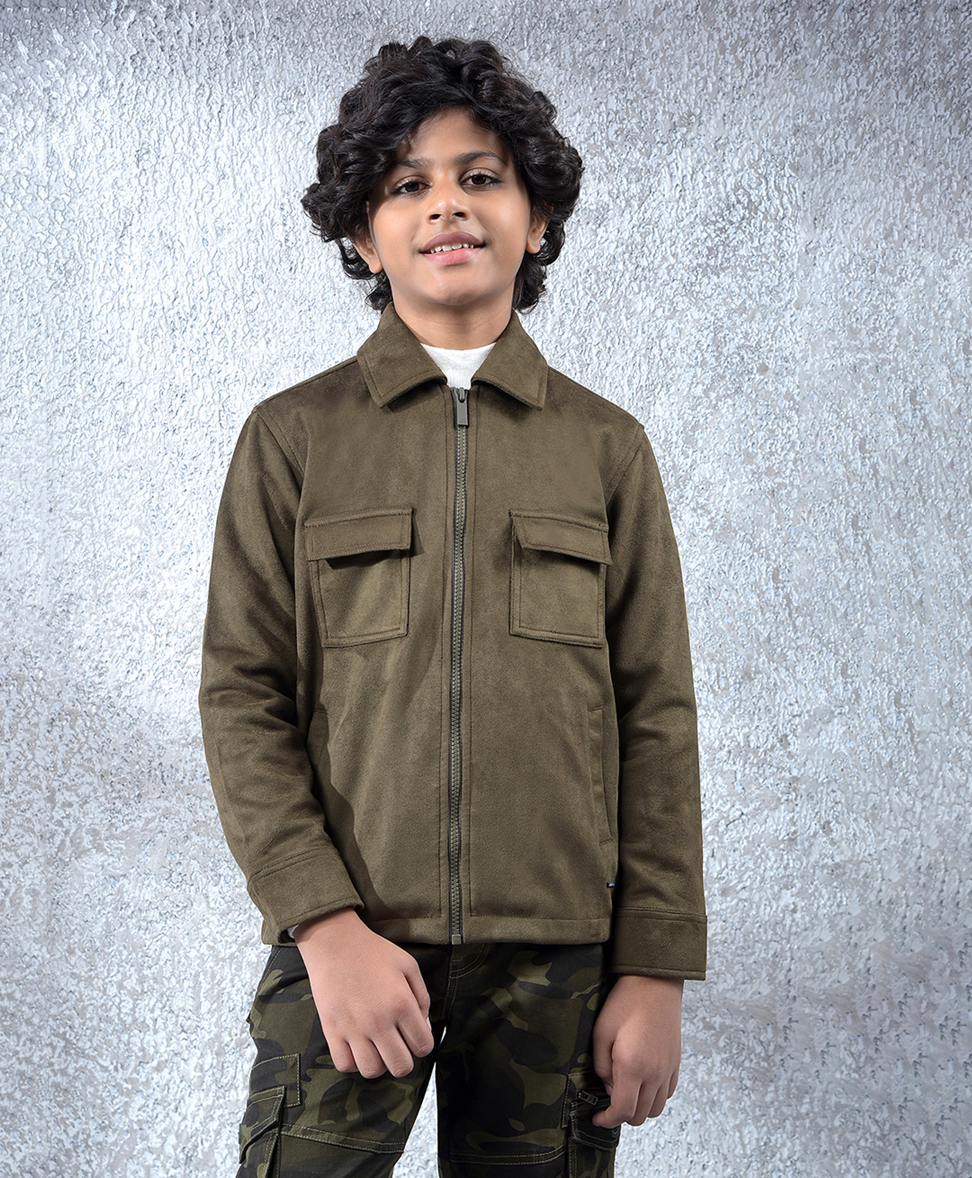 CRIMSOUNE CLUB Knit Full Sleeves Solid Light Winter Zipper Shacket - Olive Green-picture-16