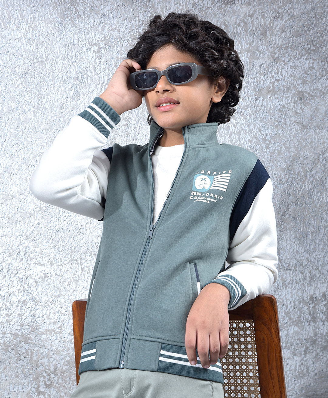 CRIMSOUNE CLUB Cotton Woven Full Sleeves Colour Blocked Light Winter Jacket - Green-picture-22