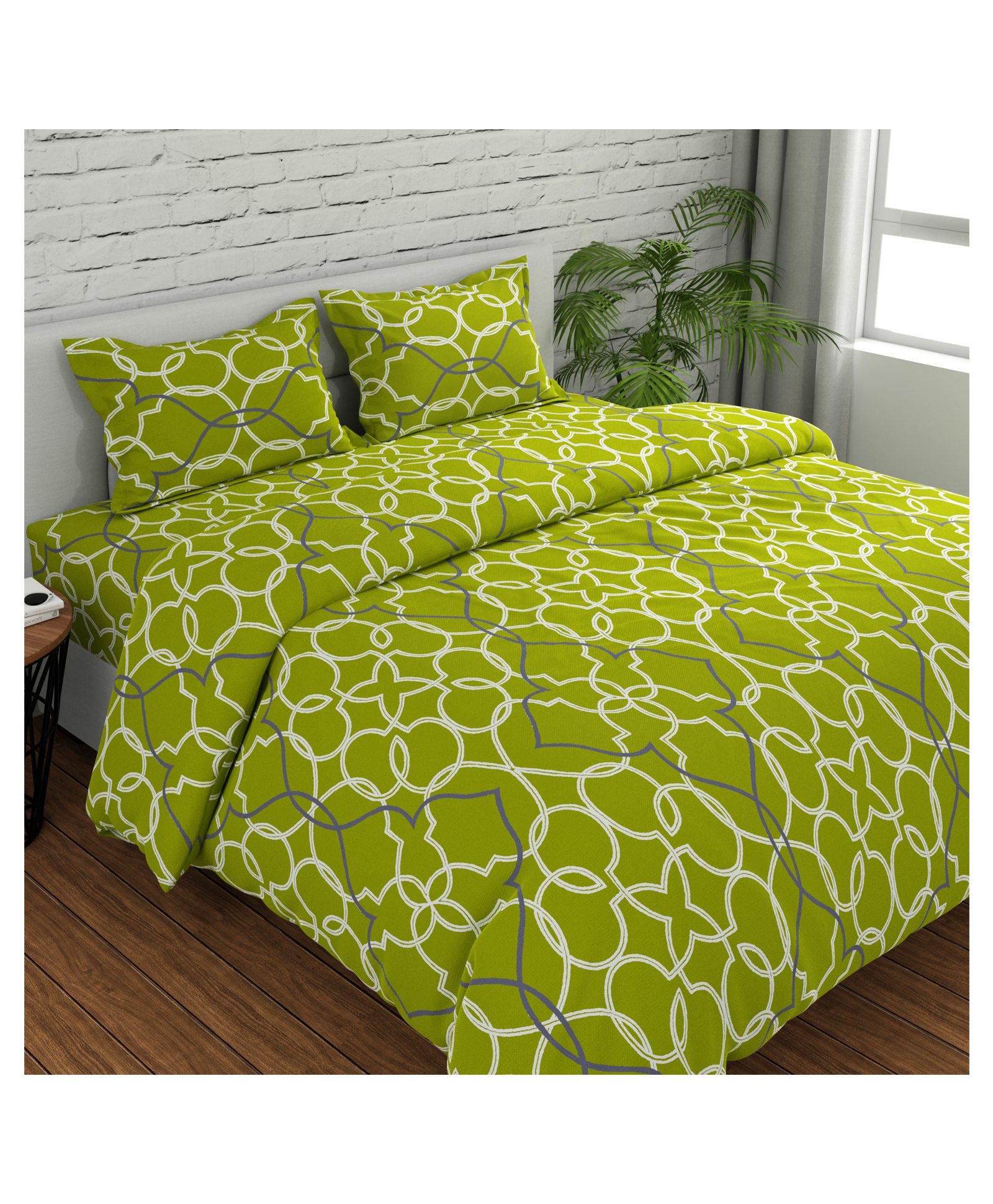 Huesland by Ahmedabad Cotton 144 TC Cotton Bedsheets for King Size Bed with 2 Pillow Covers | Chevron | Grey & Black | 108x108 inches-picture-33