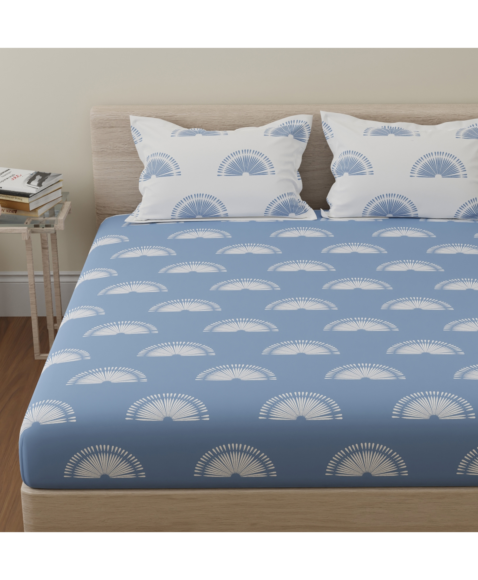 Huesland by Ahmedabad Cotton 144 TC Bedsheet for King Size Bed with 2 Pillow Covers | Sunrise | 108 by 108 inch-picture-19