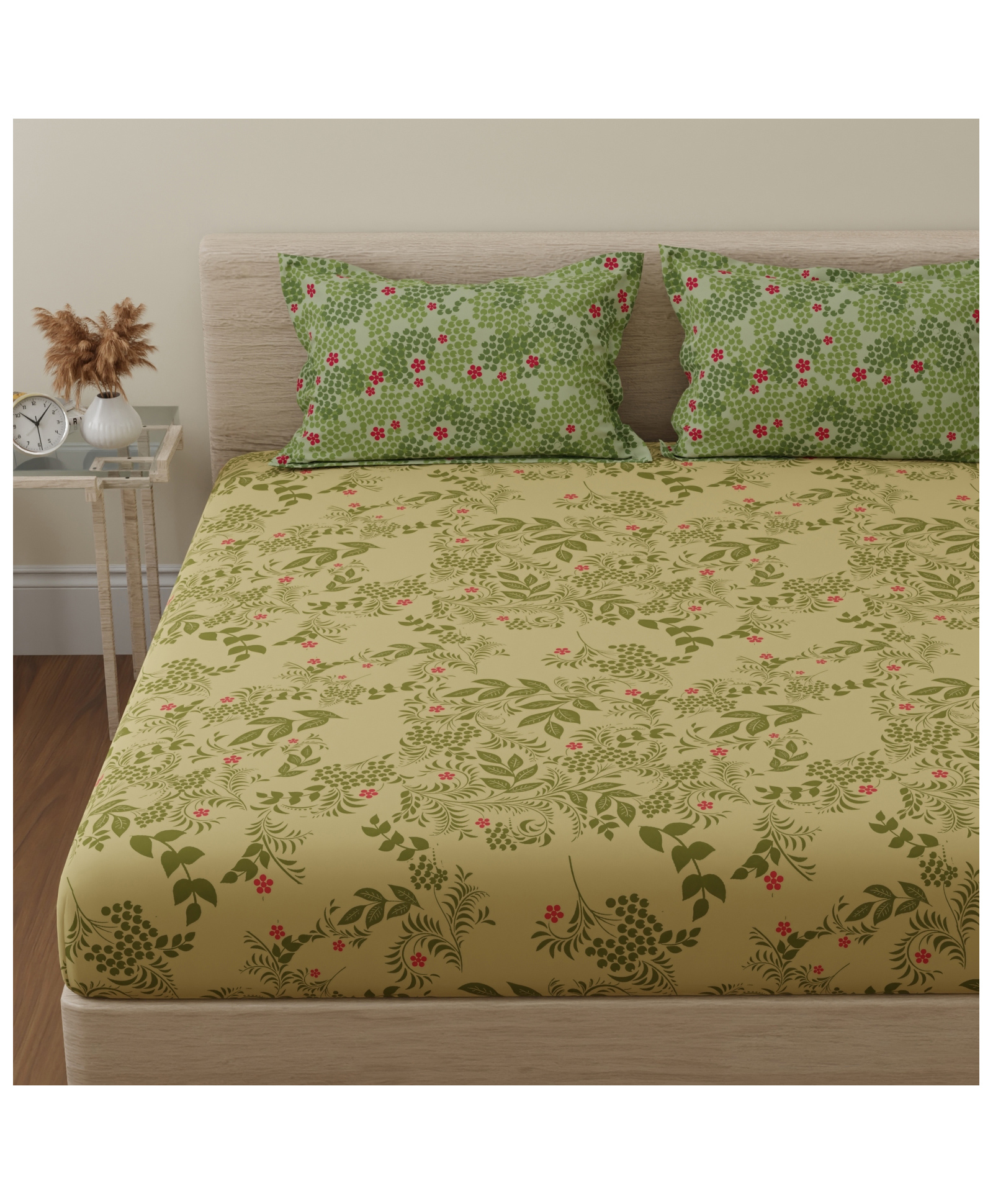 Huesland by Ahmedabad Cotton 144 TC King Size Bedsheet Cotton with 2 Pillow Covers | Sunrise | 108 x 108 inches-image-42