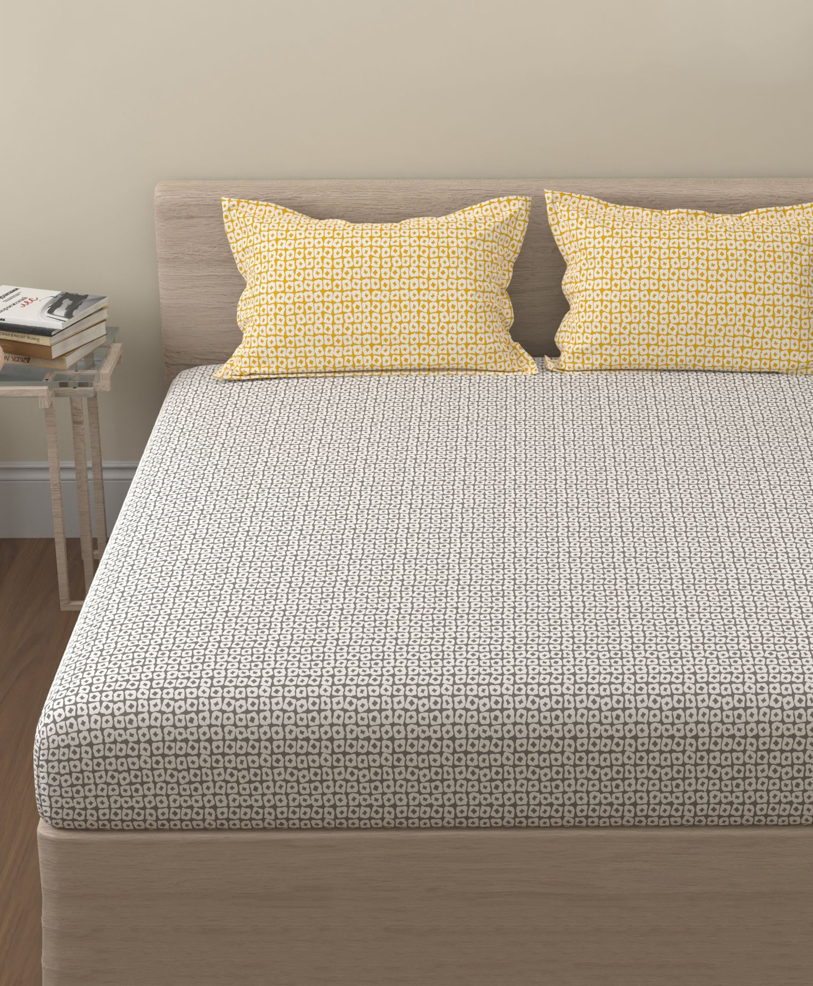 Huesland by Ahmedabad Cotton 144 TC Cotton Bedsheet for Double Bed King Size with 2 Pillow Covers | 9ft x 9ft-picture-34