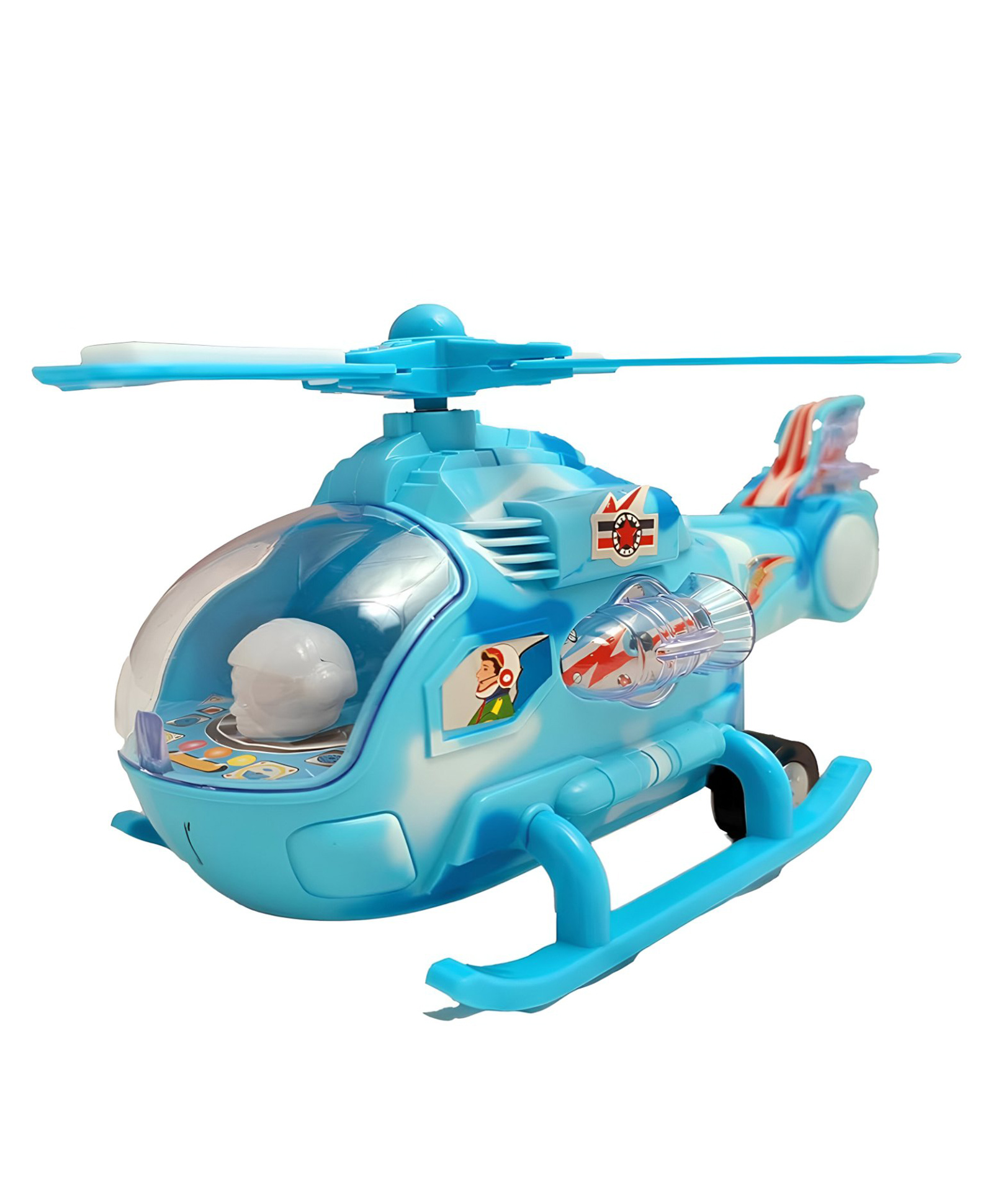 NEGOCIO Rotating Musical Aircraft Bump and Go Action Battery Operated Helicopter for Kids - Pack of 1 - Color May Vary-image-37