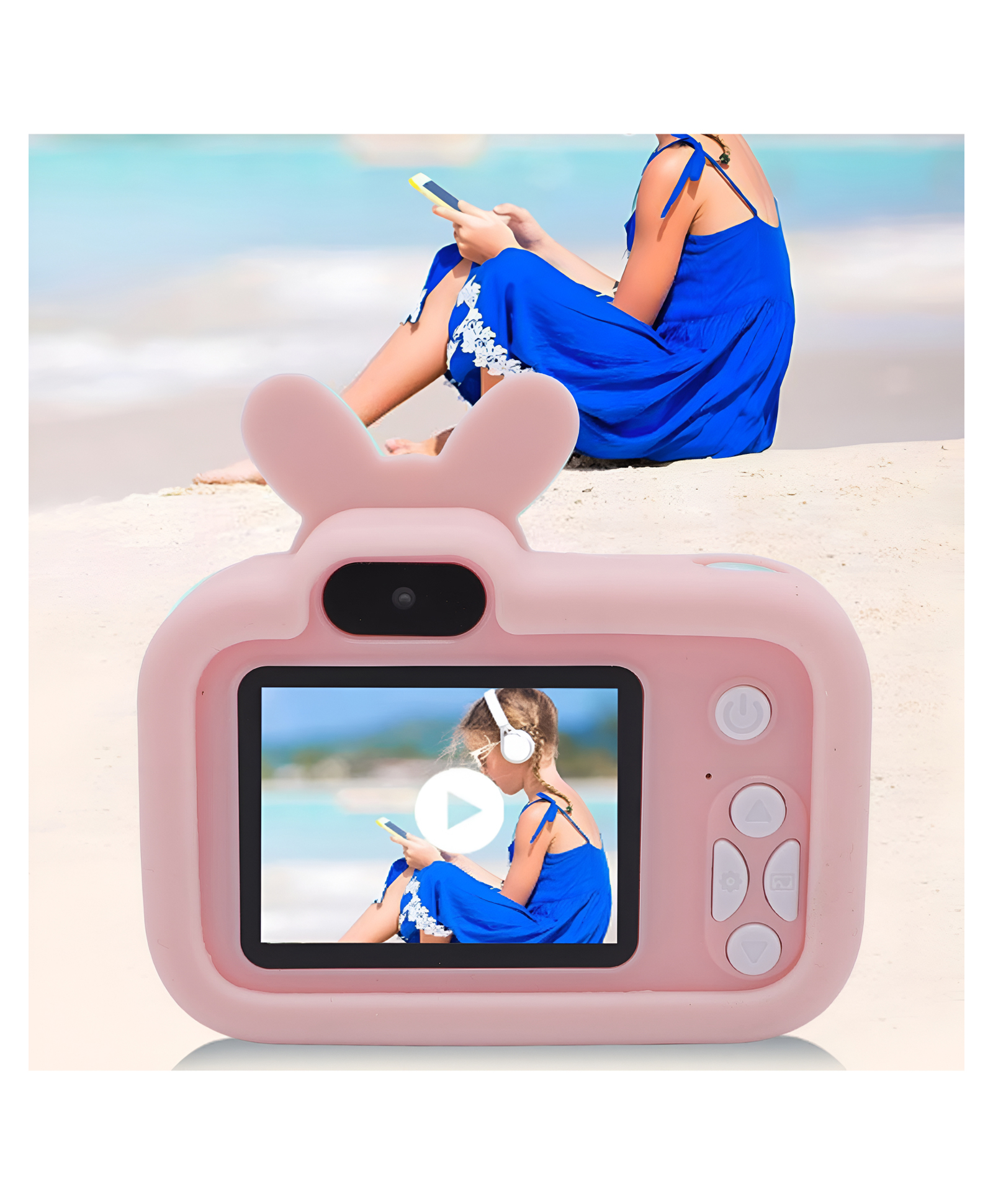 NEGOCIO HD Dual Camera Rabbit Cute Cartoon Children Fun Gift Digital Built-In Games Mini Photo Video Camera- PACK OF 1- COLOR MAY VARY-image-2