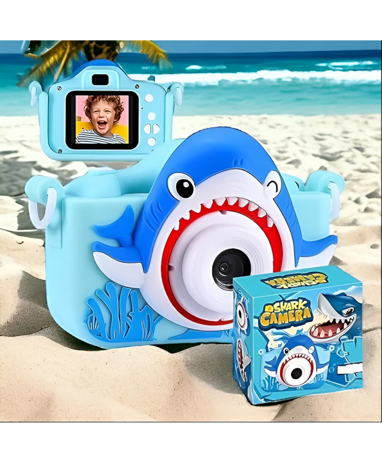 NEGOCIO Shark Design Cartoon Cover Kids Toy Hidden Front and Rear Mini Portable Video Action Camera 4K- PACK OF 1- COLOR MAY VARY-image-2