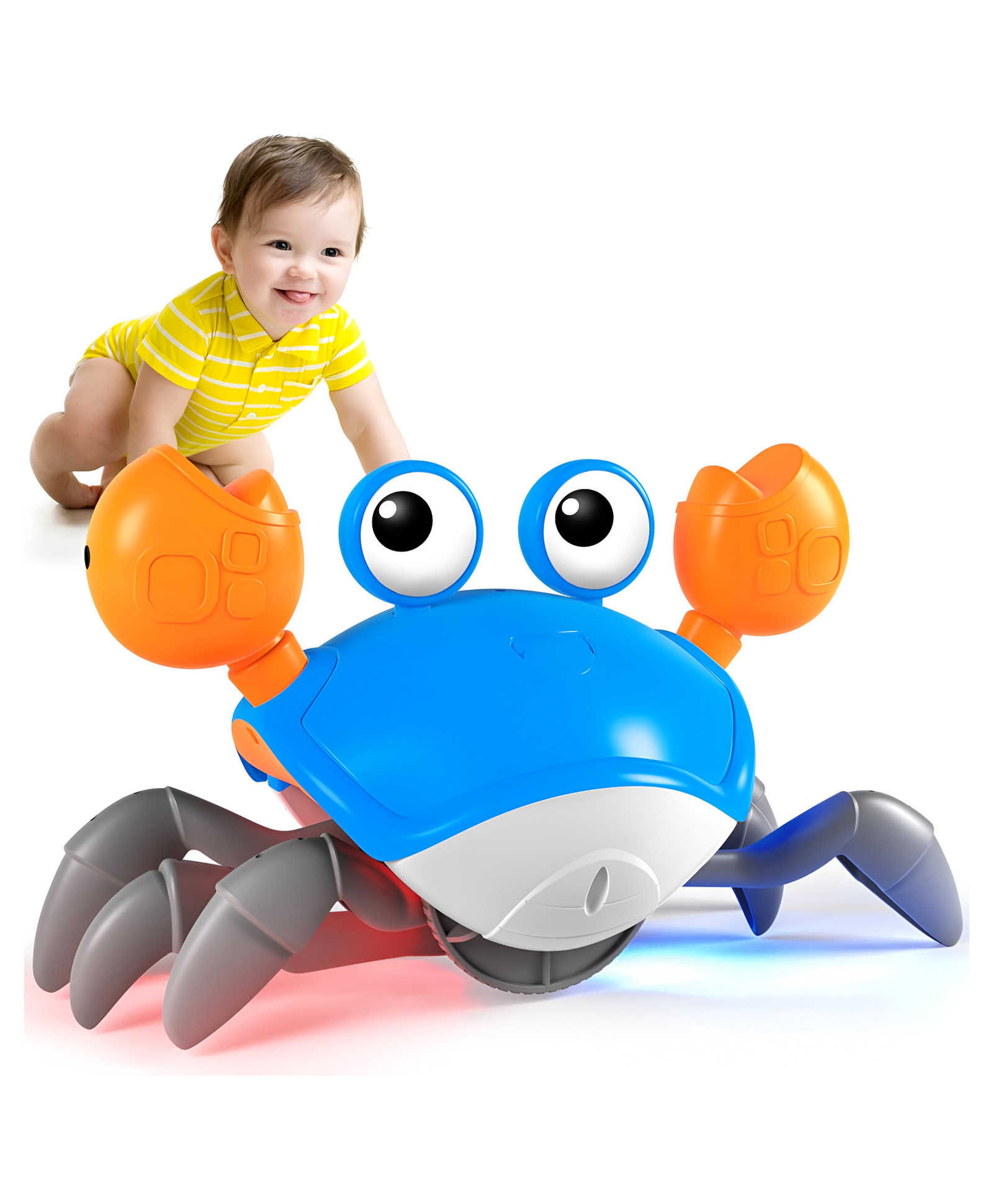NEGOCIO Crawling Crab Toys with Light and Music with Automatically Avoid Obstacles, USB Rechargeable - PACK OF 1 - COLOR MAY VARY-image-46
