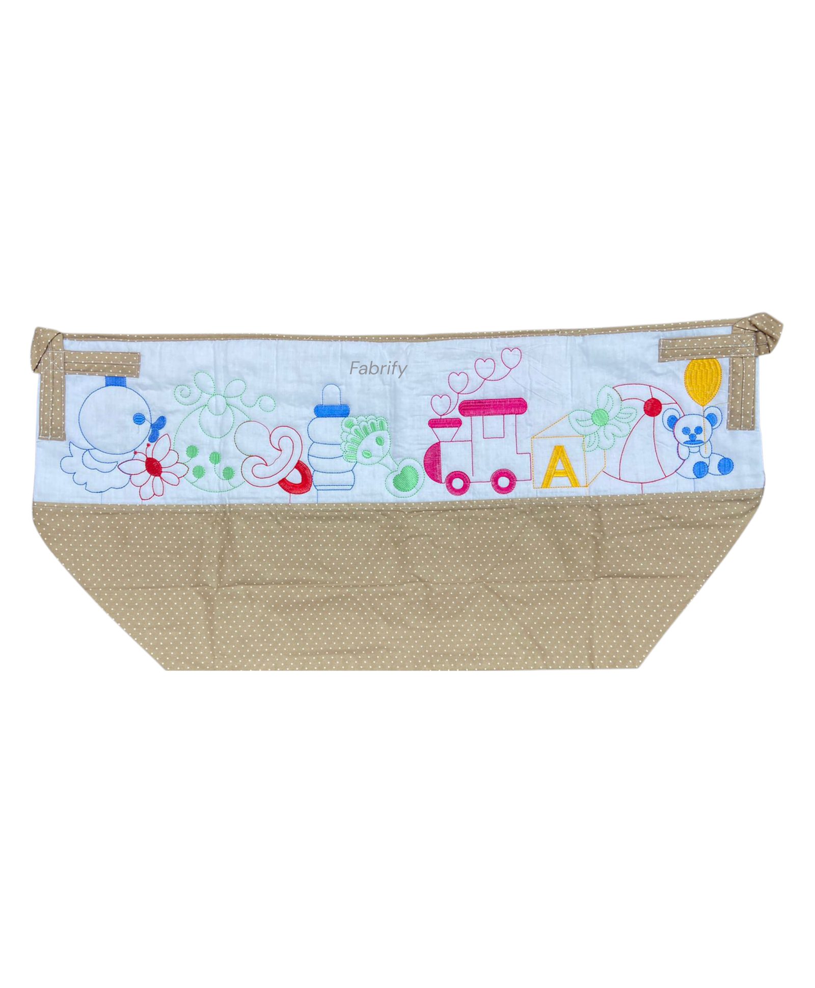 Fabrify Premium patchwork cotton Cradle Cover Khoya Paraniya zoli ghodiyu Train Deisgn (Orange color )-image-2