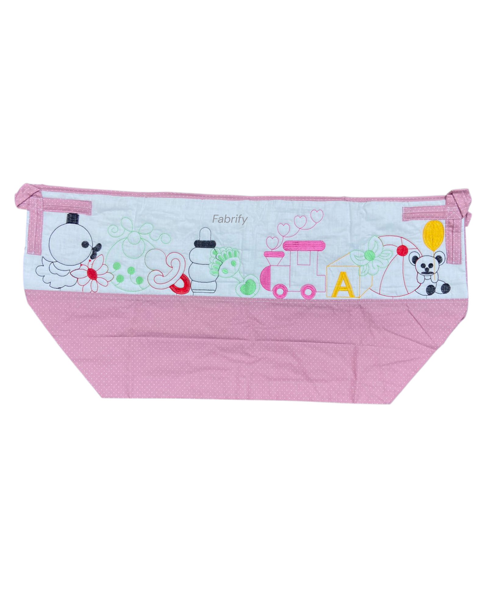 Fabrify Premium patchwork cotton Cradle Cover Khoya Paraniya zoli ghodiyu Train Deisgn (Pink color )-image-10