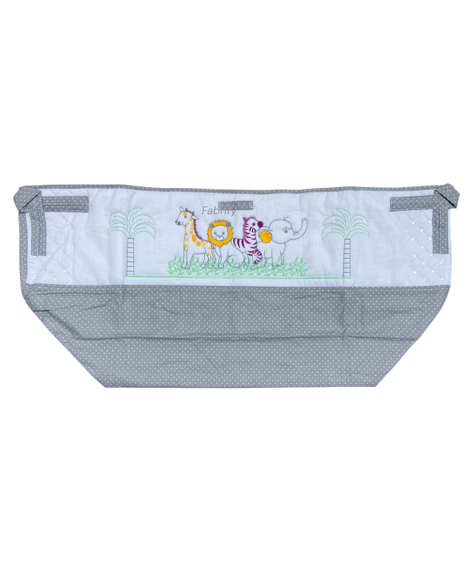 Fabrify Premium Embroidery cotton Cradle Cover Khoya Paraniya zoli ghodiyu Animal Deisgn ( Grey Color )-picture-20