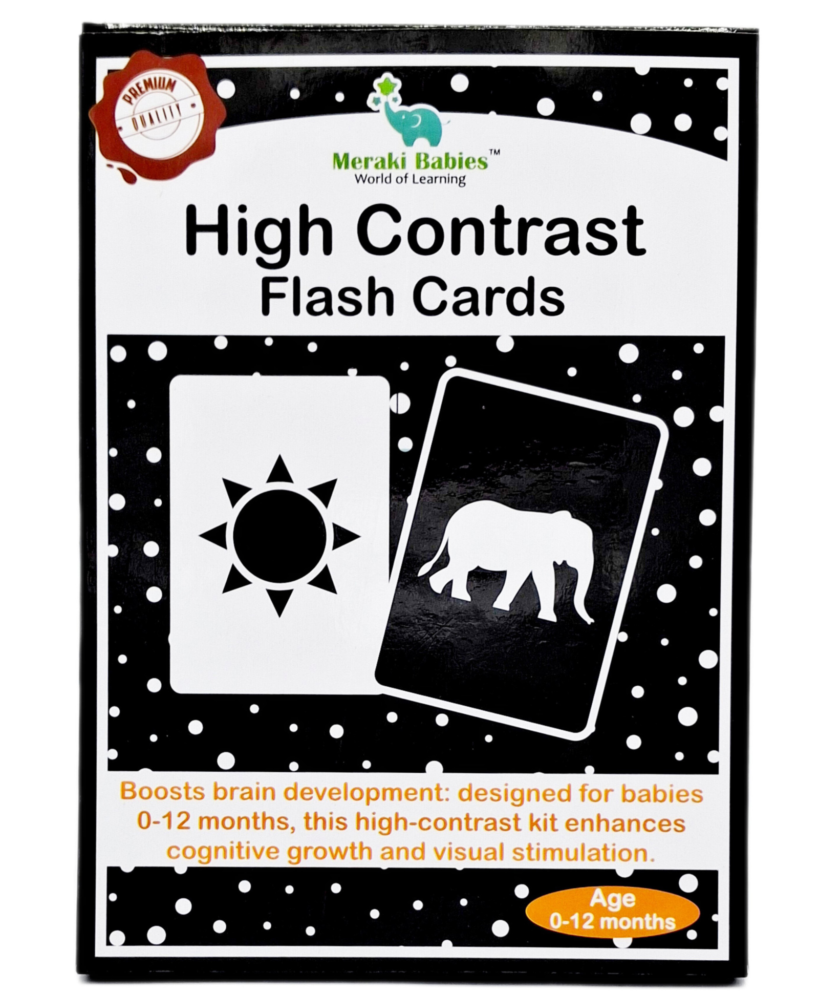 Meraki Babies Large Size High Contrast - Black & White Flash Card - 32 Cards-picture-26