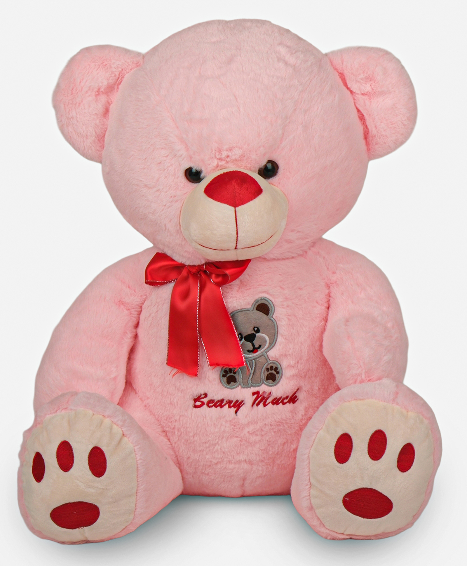 Dukiekooky Super Cute & Adorable Pink Teddy Bear with Red Bow Plush Soft Toy -- Height 50 cm-image-44