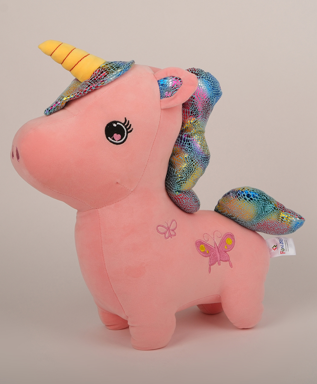Dukiekooky Butterfly Design Sparkly Mane Pink Unicorn Plush Toy, Soft Stuffed Animal Height - 48 cm-image-28