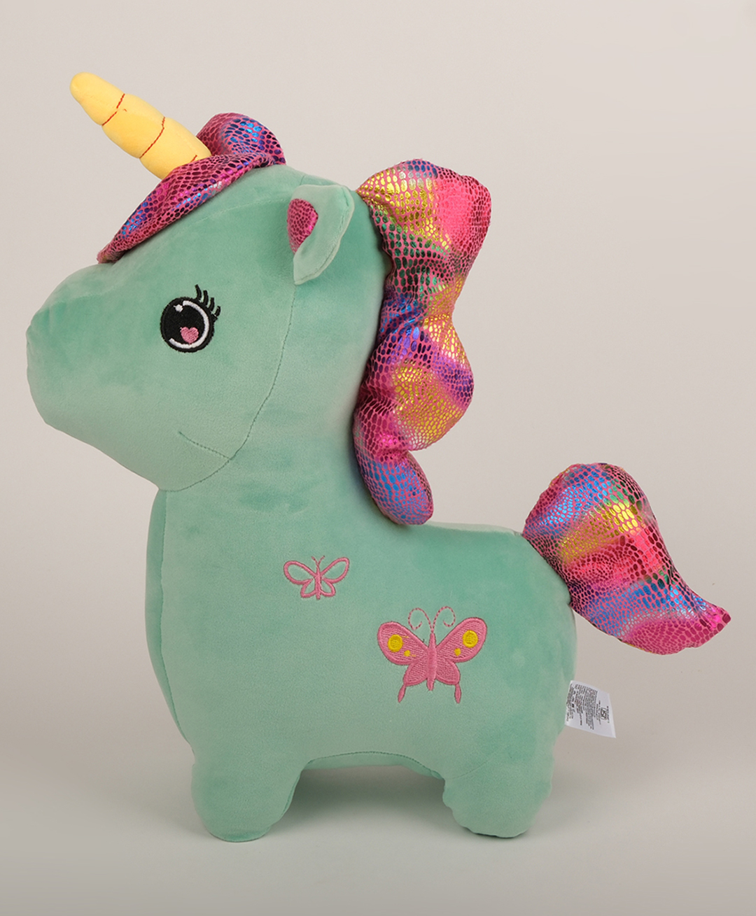 Dukiekooky Butterfly Design Sparkly Mane Green Unicorn Plush Toy, Soft Stuffed Animal Height - 35 cm-image-31