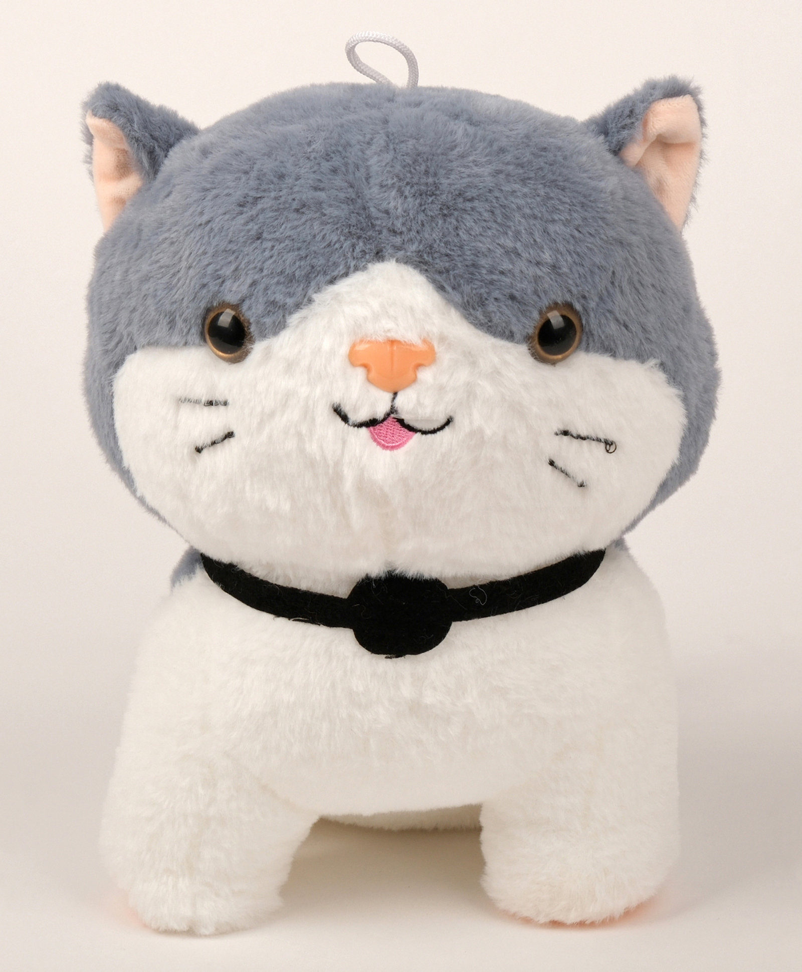 Dukiekooky Super Cute & Adorable Grey and White Cat with Black Collar Plush Soft Toy, Height - 26 cm-image-11