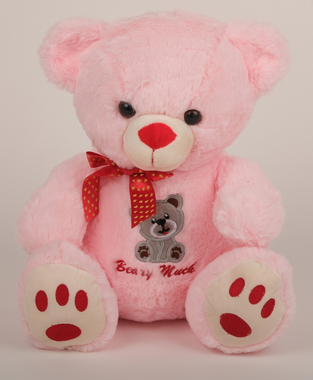 Dukiekooky Super Cute & Adorable Pink Teddy Bear with Red Bow Plush Soft Toy Height 30 cm-image-42
