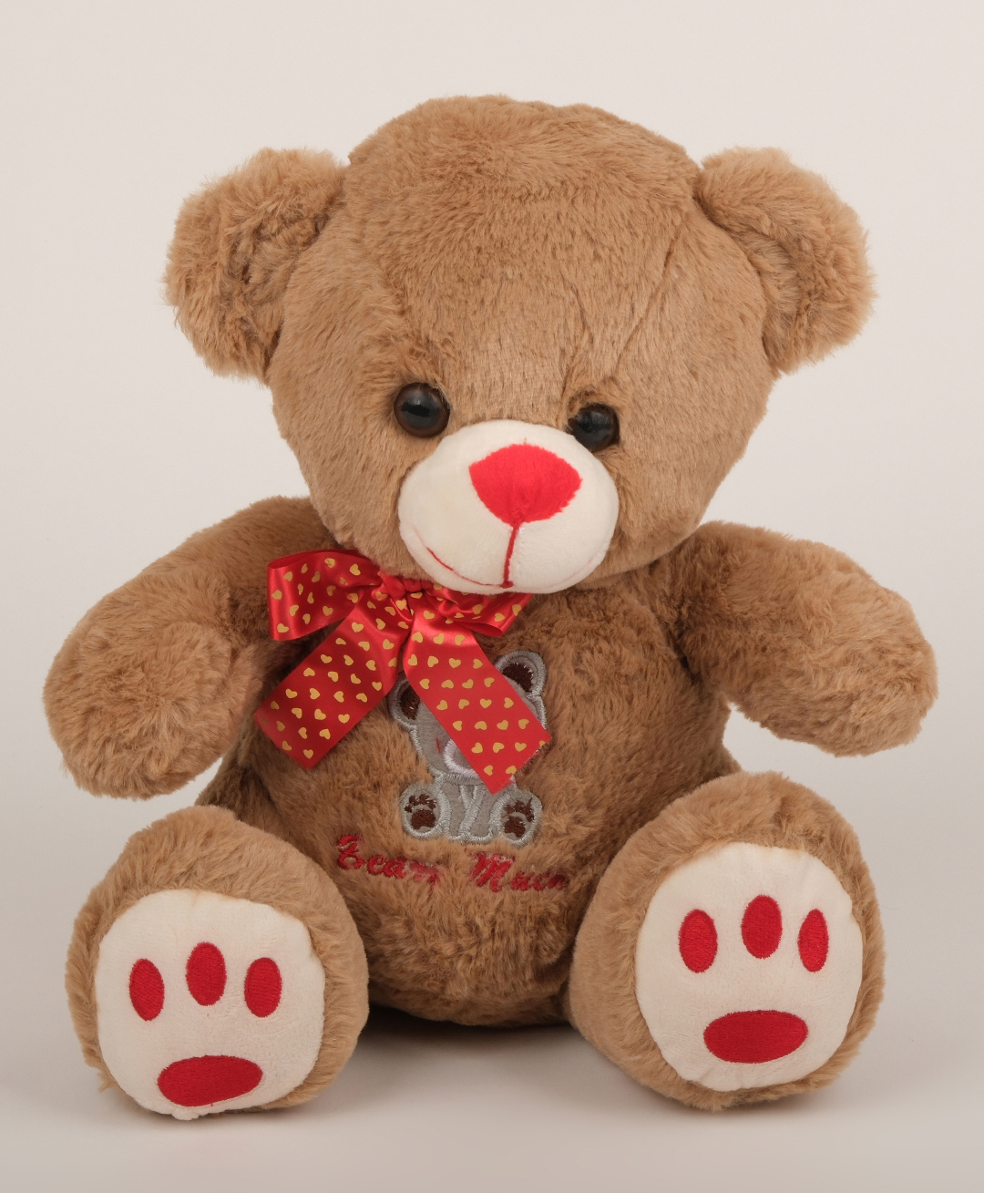 Dukiekooky Super Cute & Adorable Brown Teddy Bear with Red Bow Plush Soft Toy Height 30 cm-picture-15