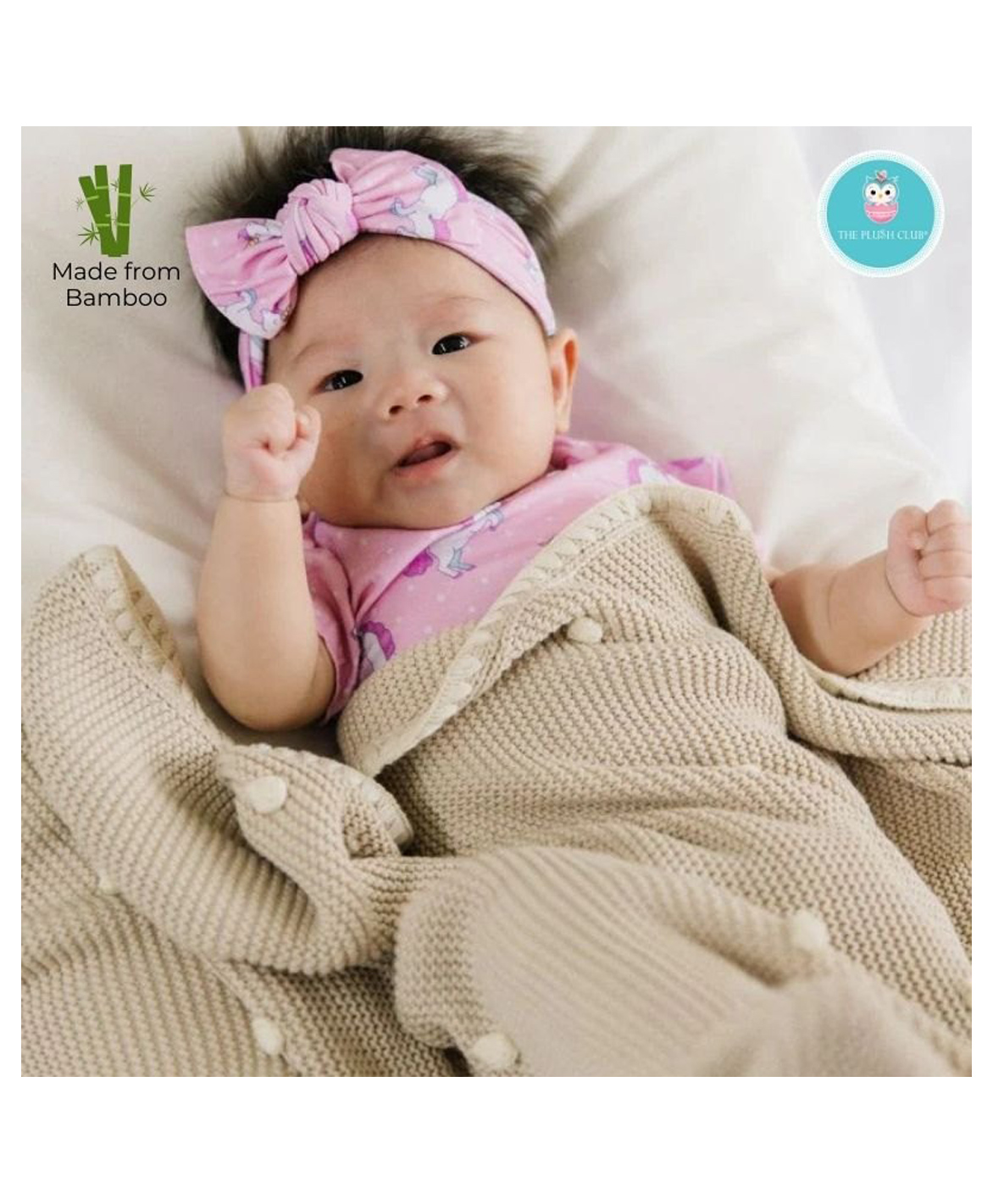 The Plush Club Vanilla Dots Knit Blanket - Beige-image-14