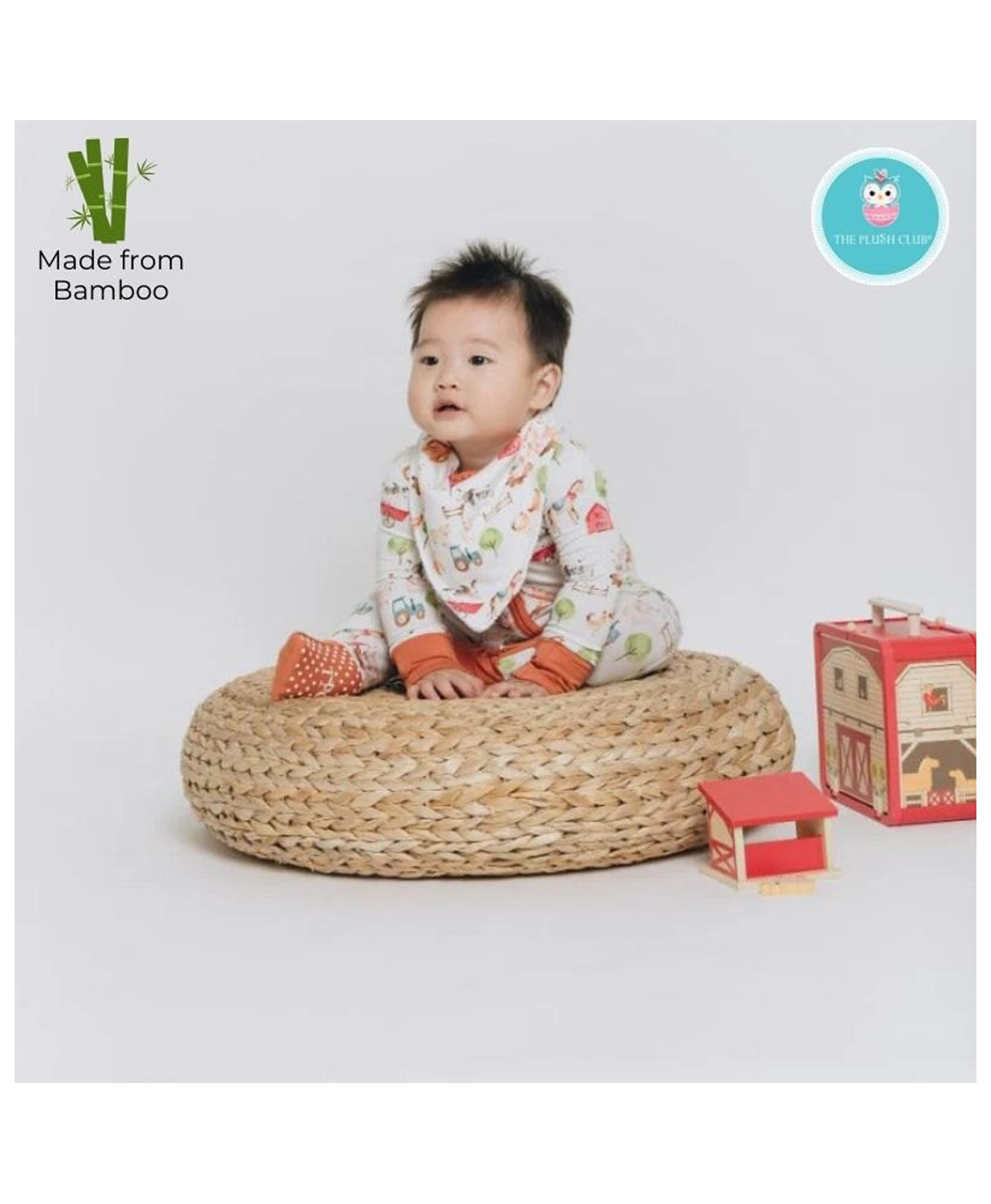 The Plush Club Farm Buddies Bandana Baby Bib - Orange-image-2