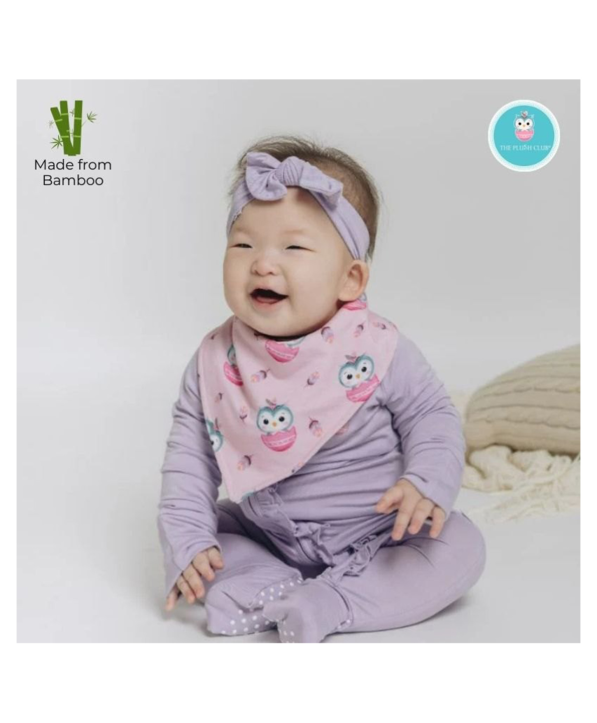 The Plush Club Owlster Bandana Baby Bib - Pink-picture-32