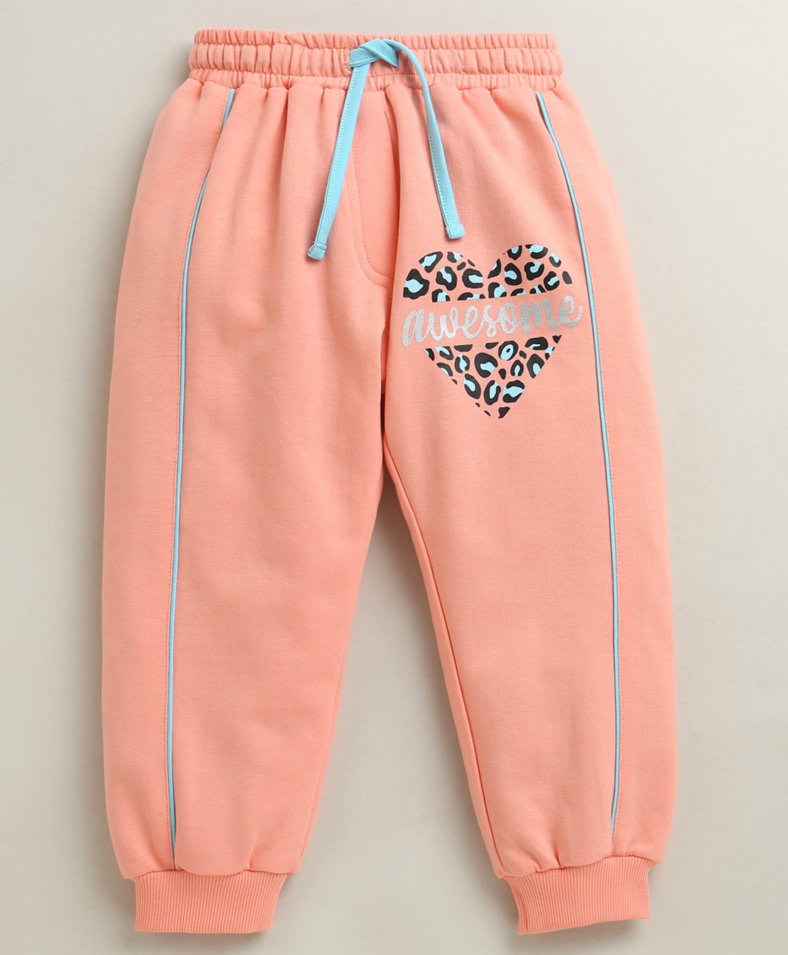 BUMZEE Cotton Knit Full Length Lounge Pant With Text Print - Peach-picture-22